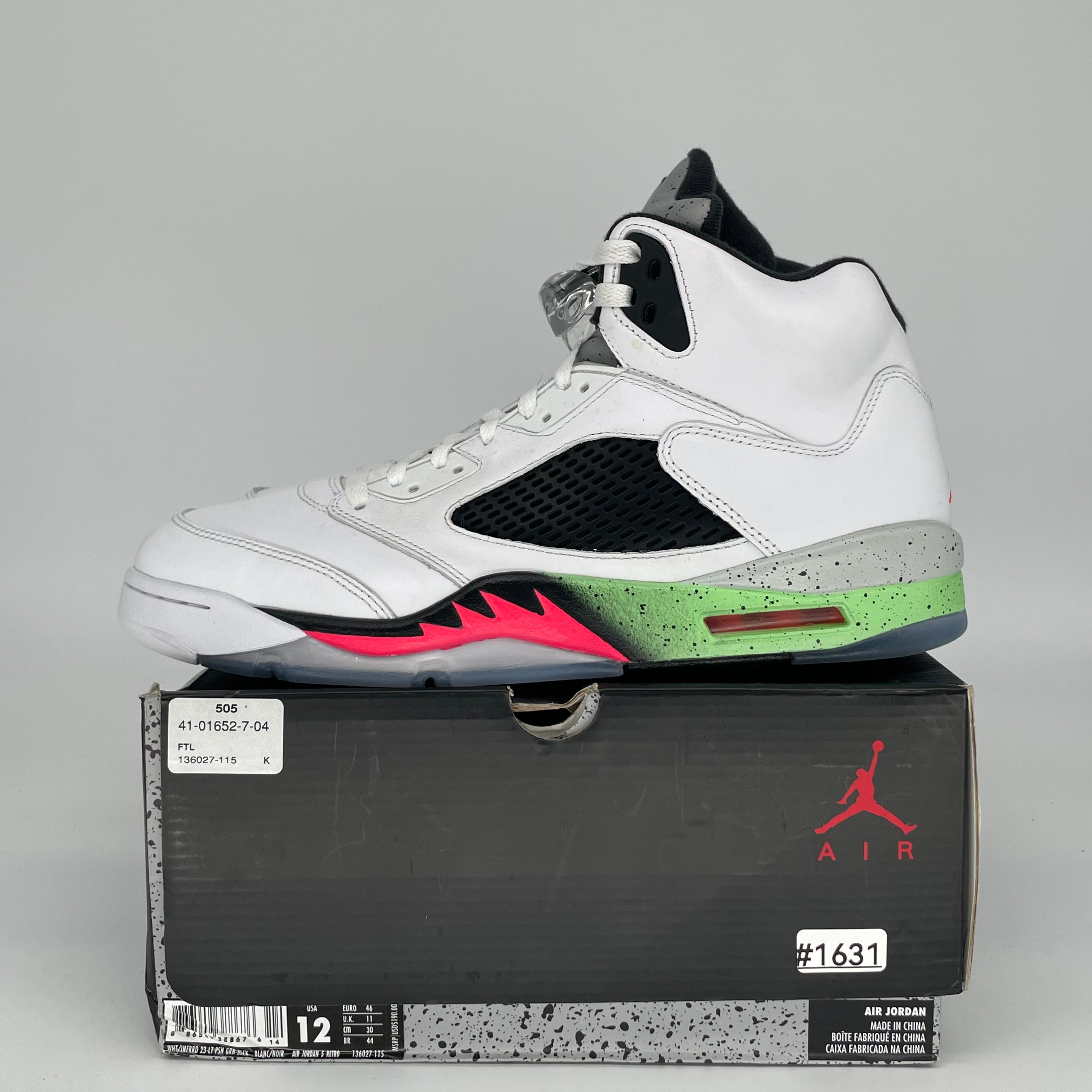 AIR JORDAN 5 POISON GREEN SIZE 12 136027-115