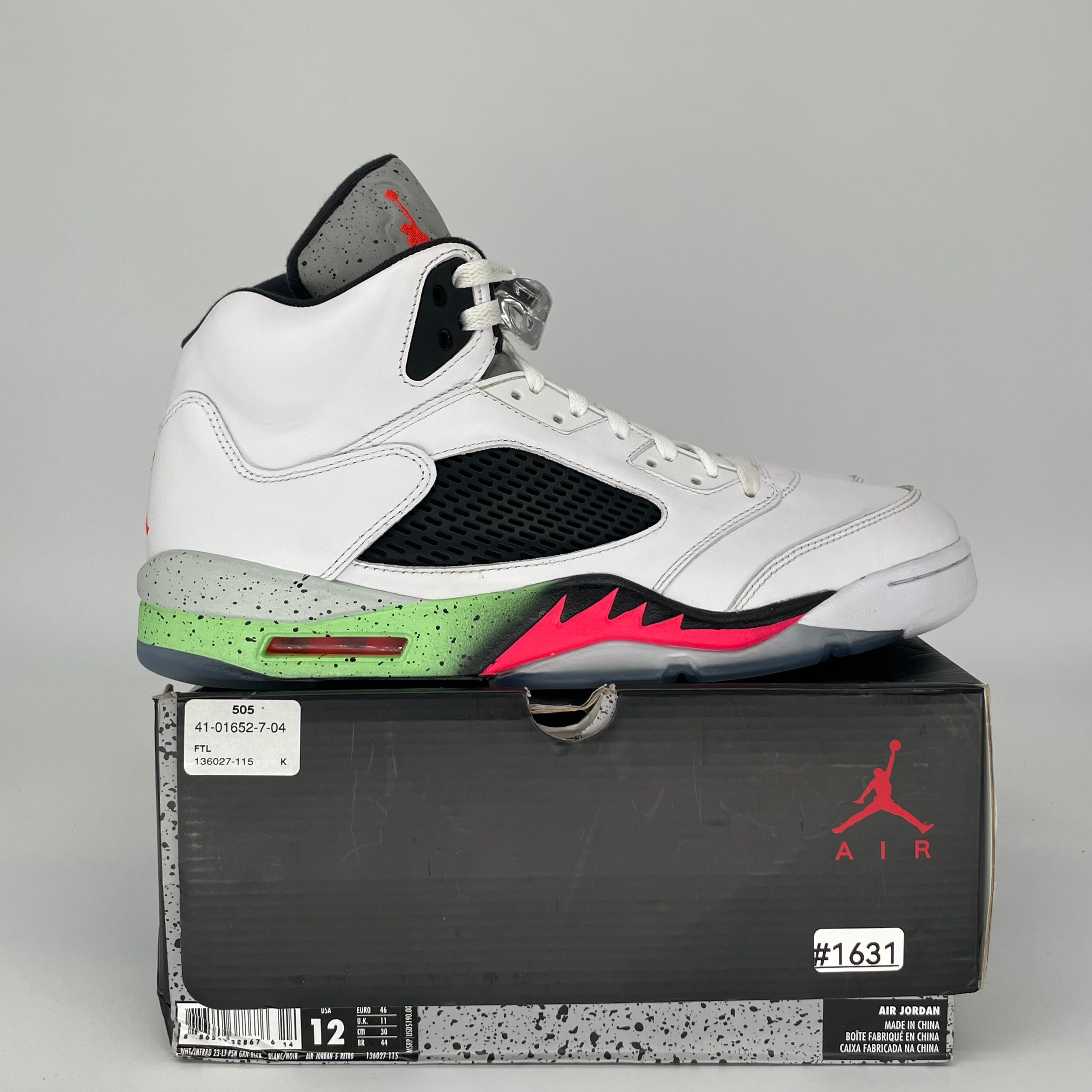 AIR JORDAN 5 POISON GREEN SIZE 12 136027-115