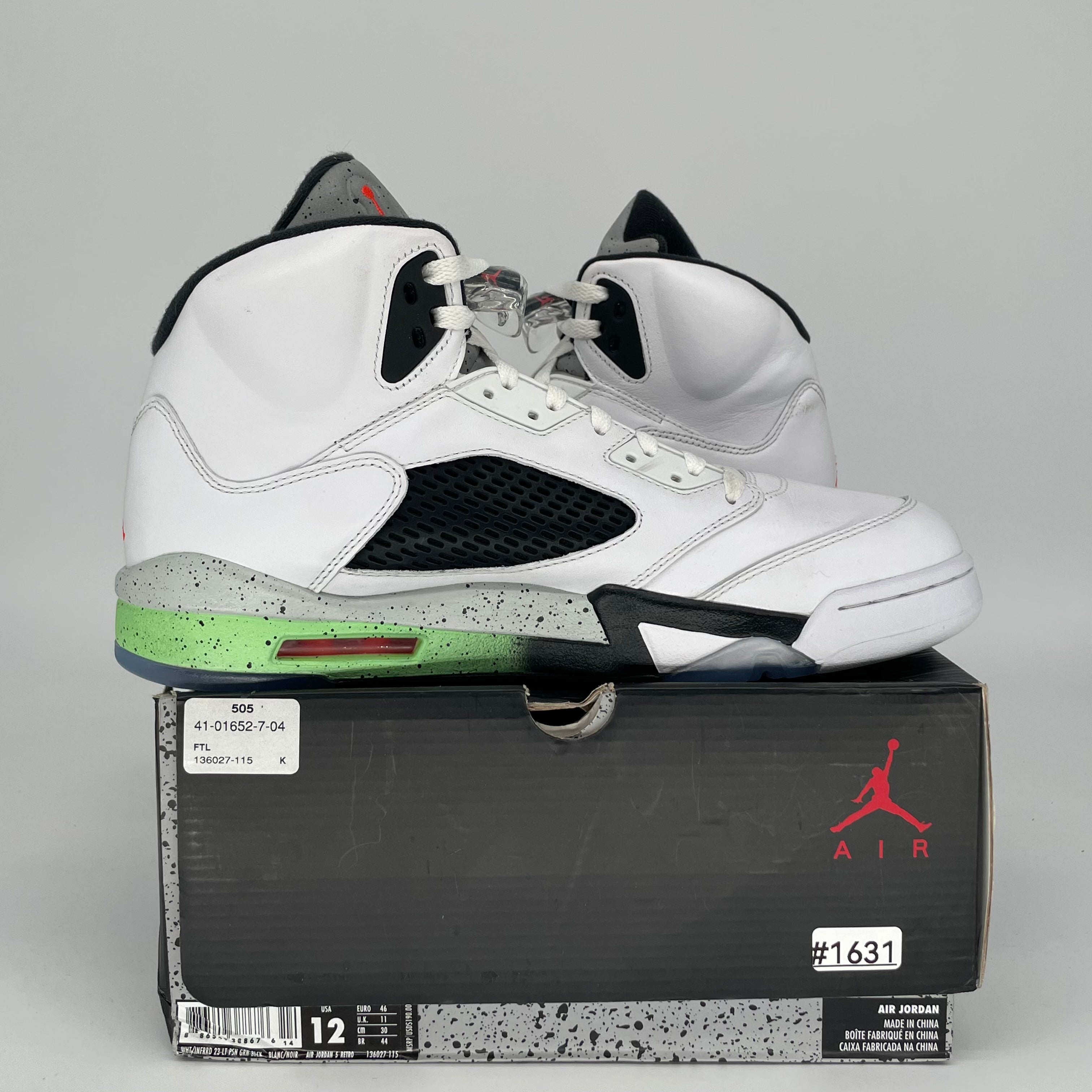 AIR JORDAN 5 POISON GREEN SIZE 12 136027-115