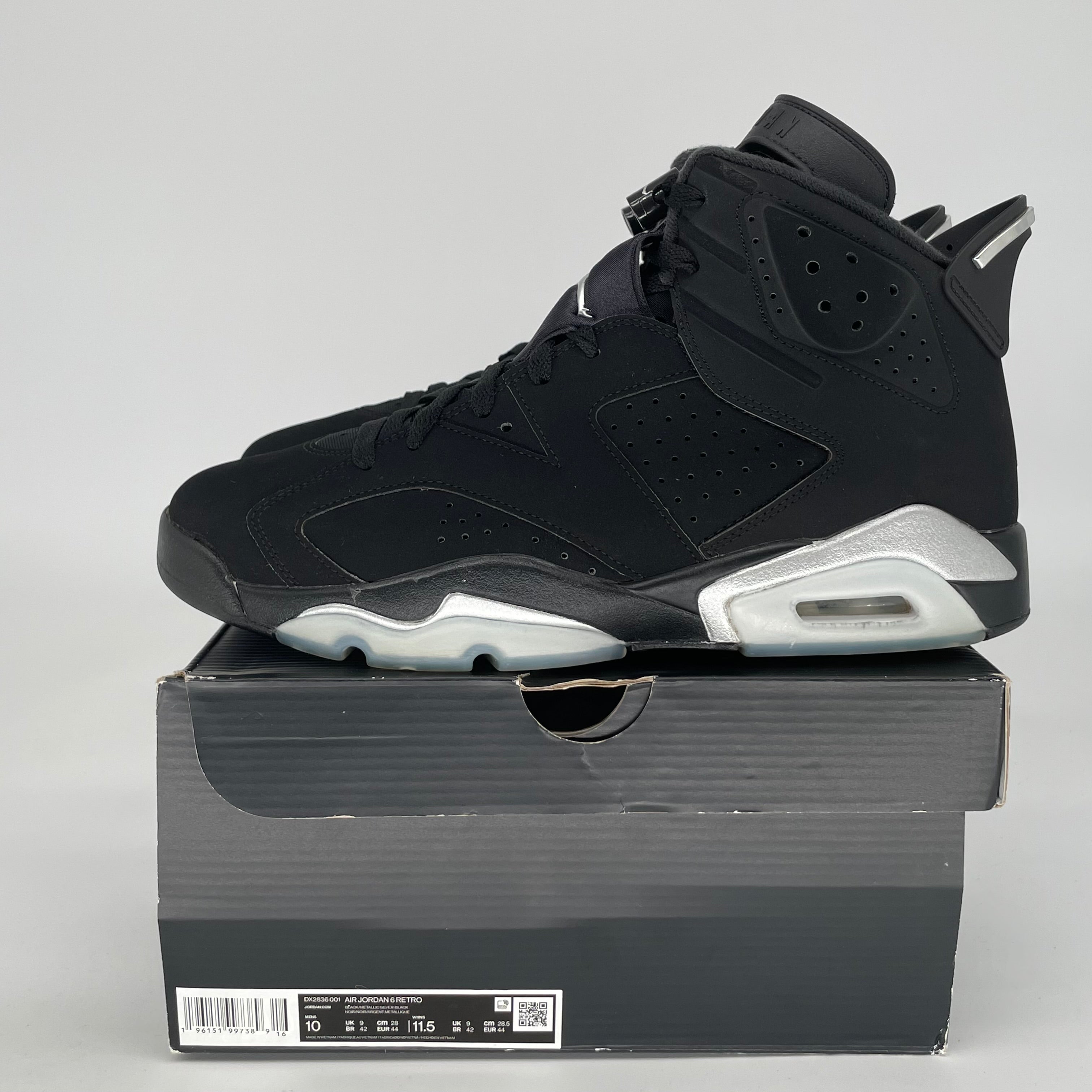 AIR JORDAN 6 CHROME METALLIC SILVER SIZE 10 DX2836-001