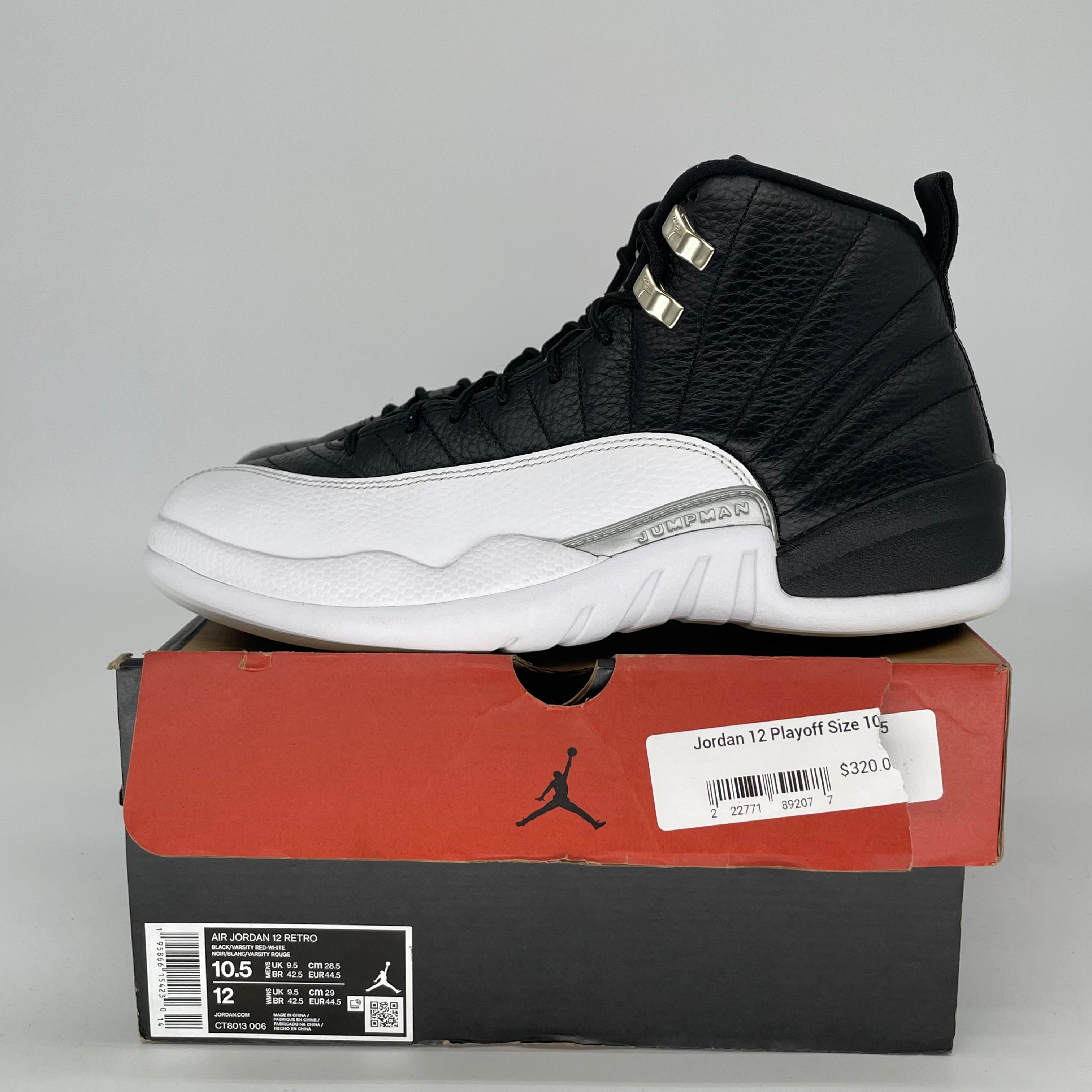 AIR JORDAN 12 PLAYOFFS SIZE 10.5 CT8013-006