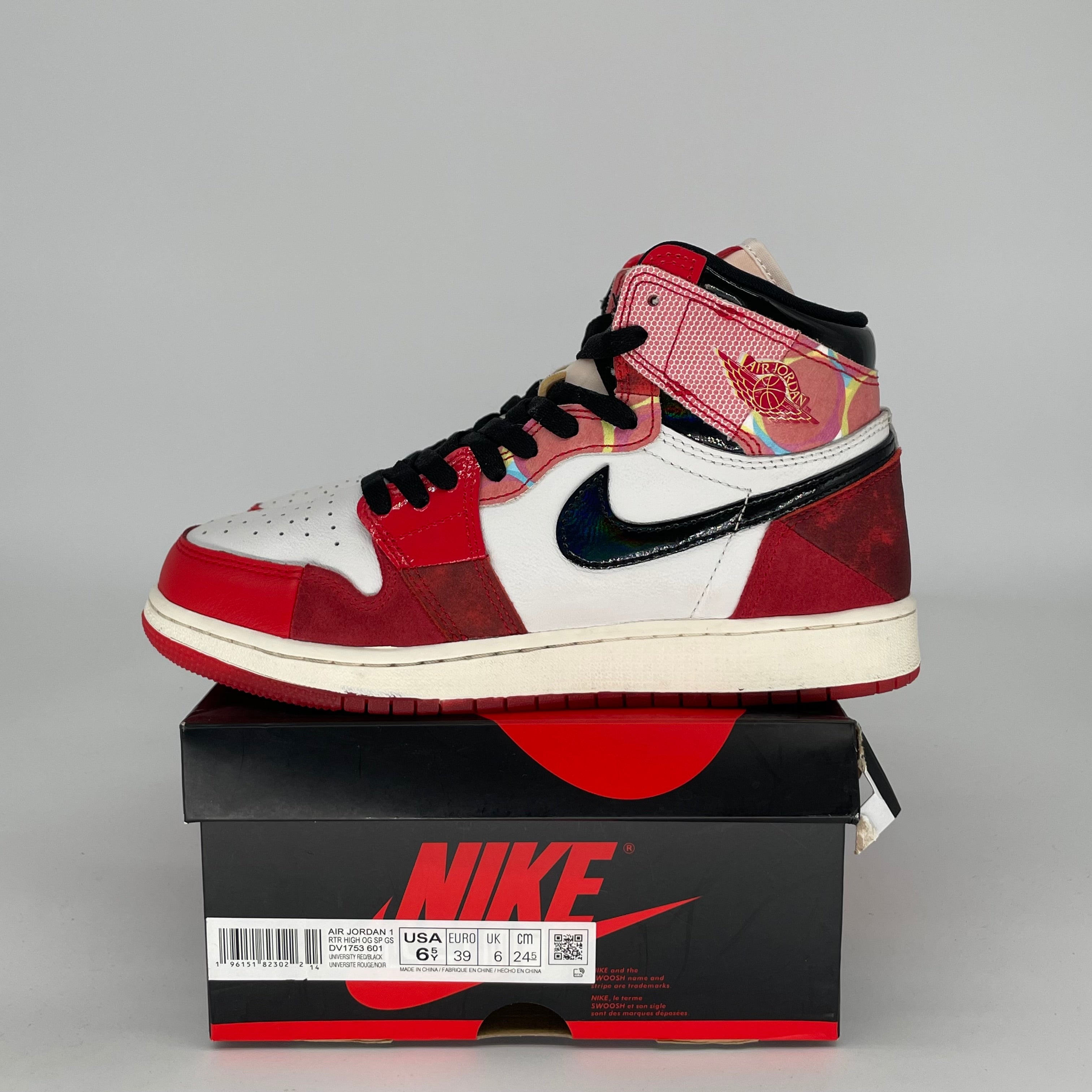 AIR JORDAN 1 SPIDERMAN INTO THE SPIDERVERSE SIZE 6.5Y DV1753-601