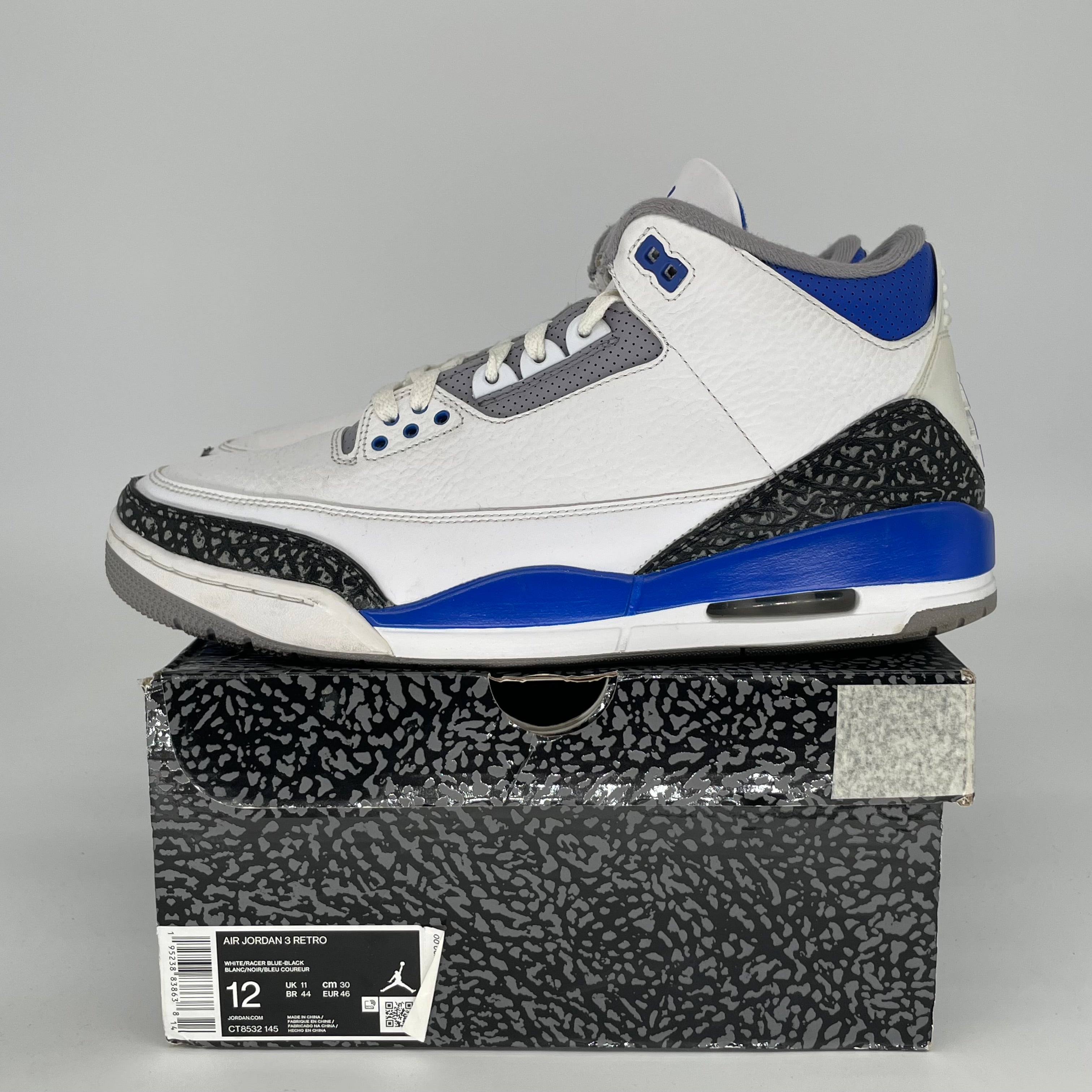 AIR JORDAN 3 RACER BLUE SIZE 12 CT8532-145