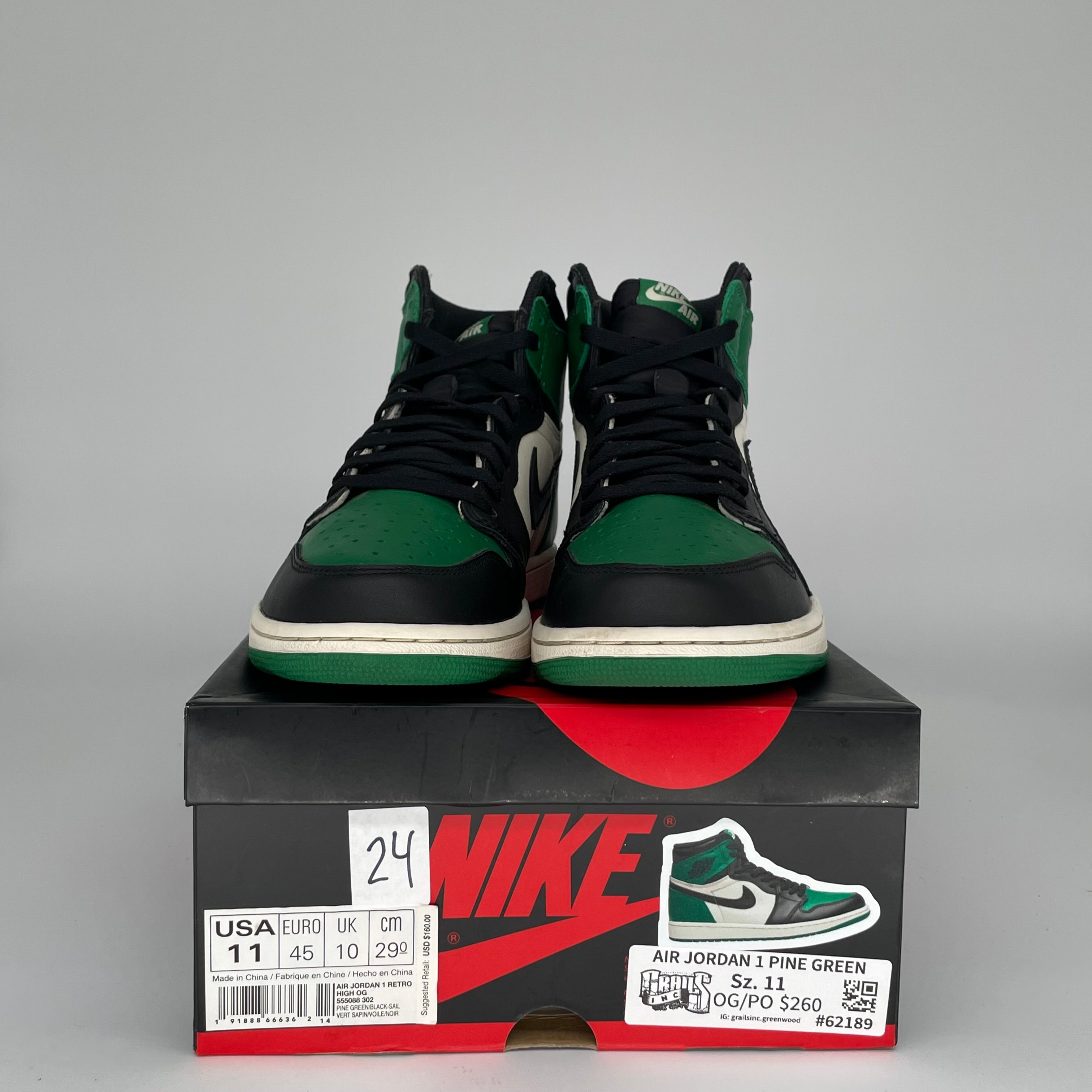 AIR JORDAN 1 PINE GREEN SIZE 11 555088-302