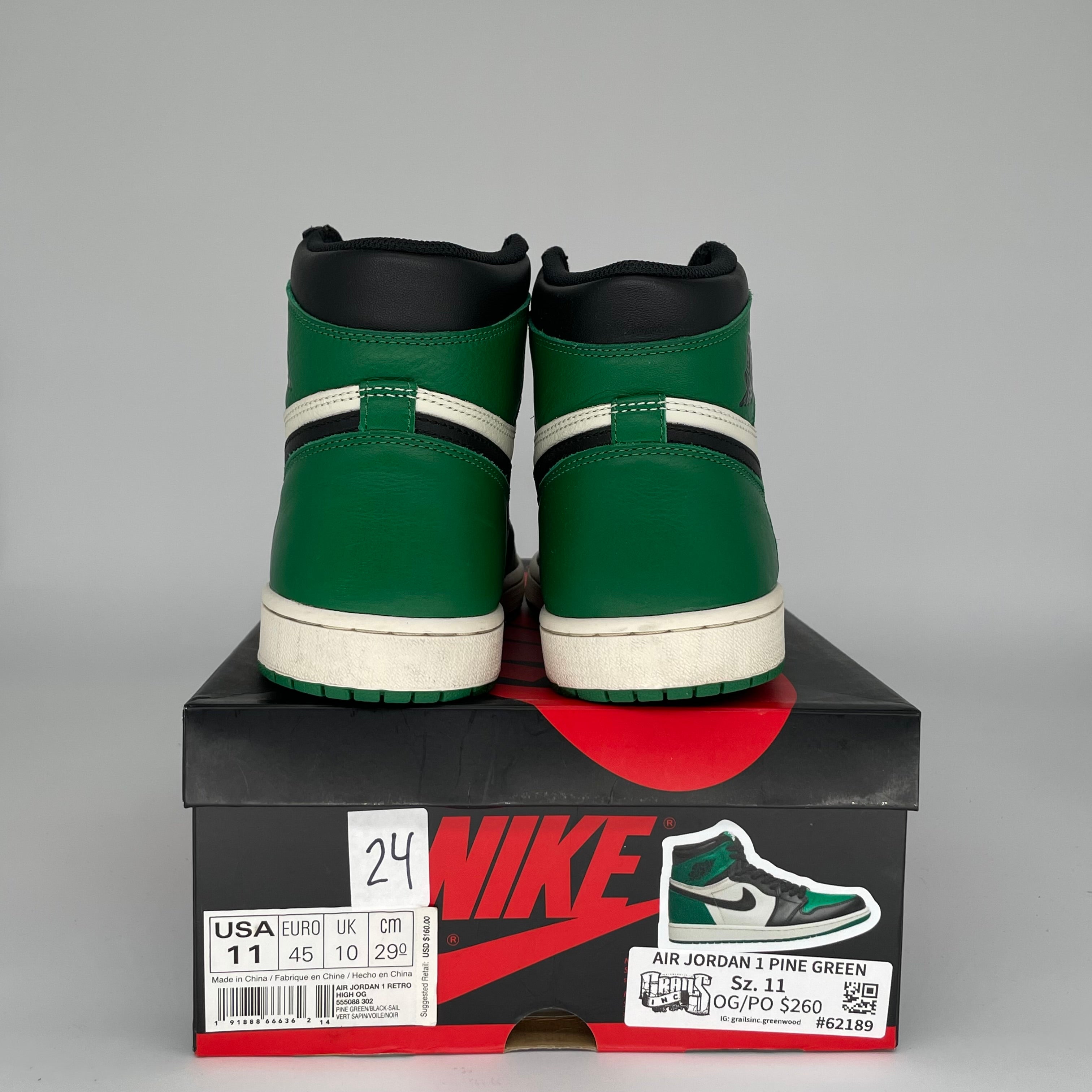 AIR JORDAN 1 PINE GREEN SIZE 11 555088-302