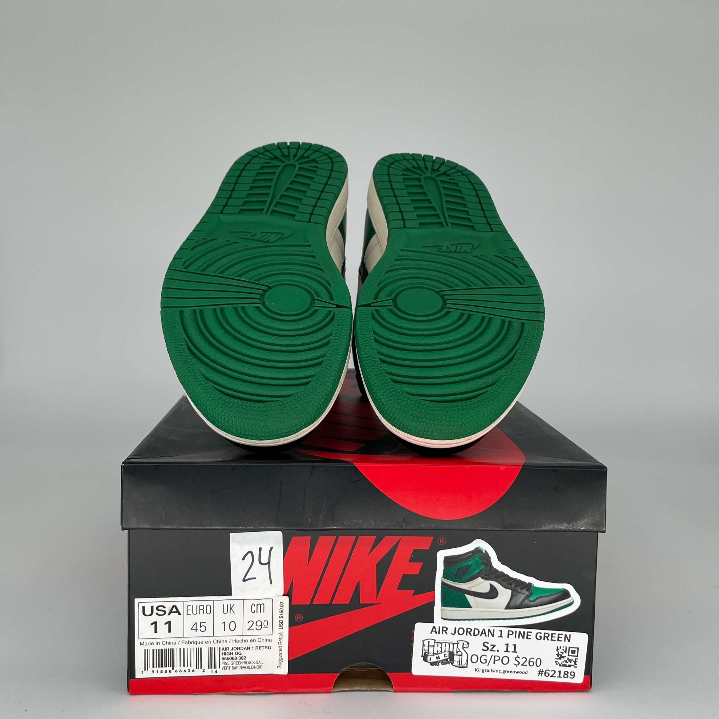 AIR JORDAN 1 PINE GREEN SIZE 11 555088-302