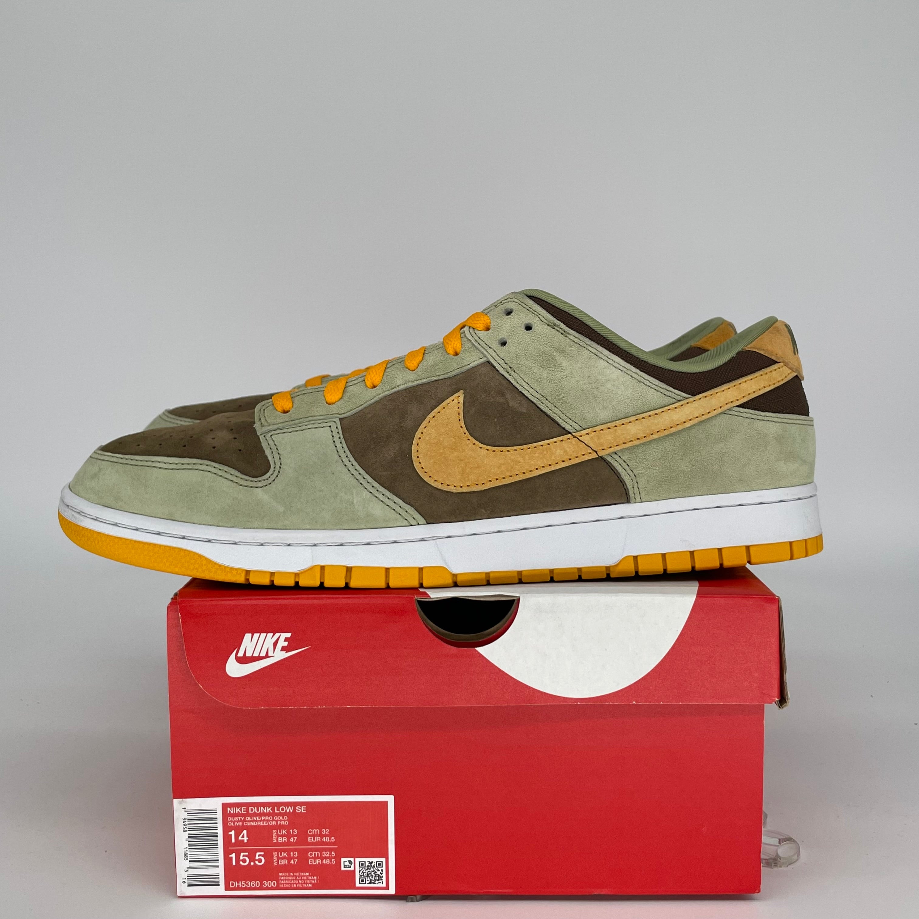 NIKE DUNK LOW DUSTY OLIVE SIZE 14 DH5360-300