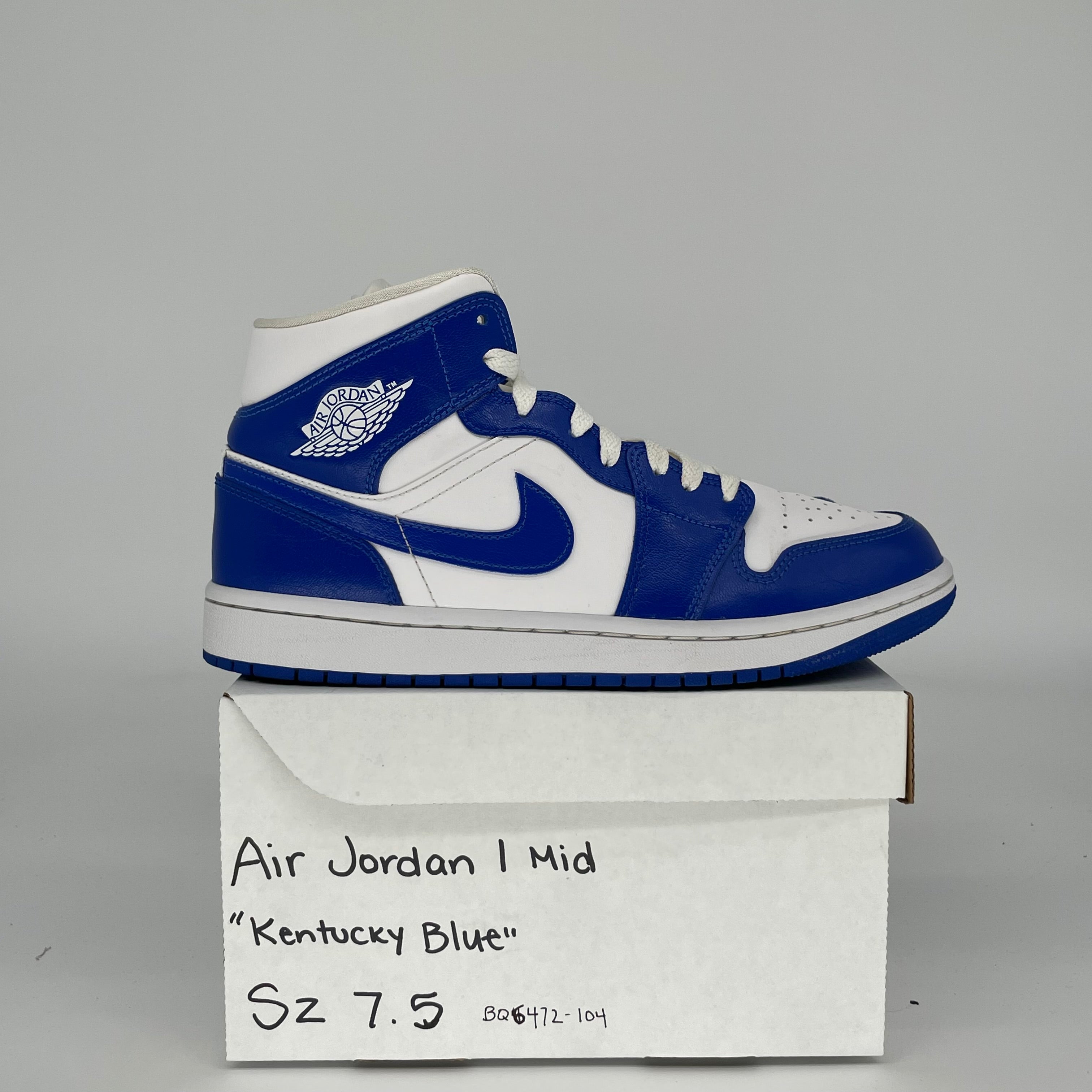 AIR JORDAN 1 MID KENTUCKY BLUE SIZE 7.5/9W BQ6472-104