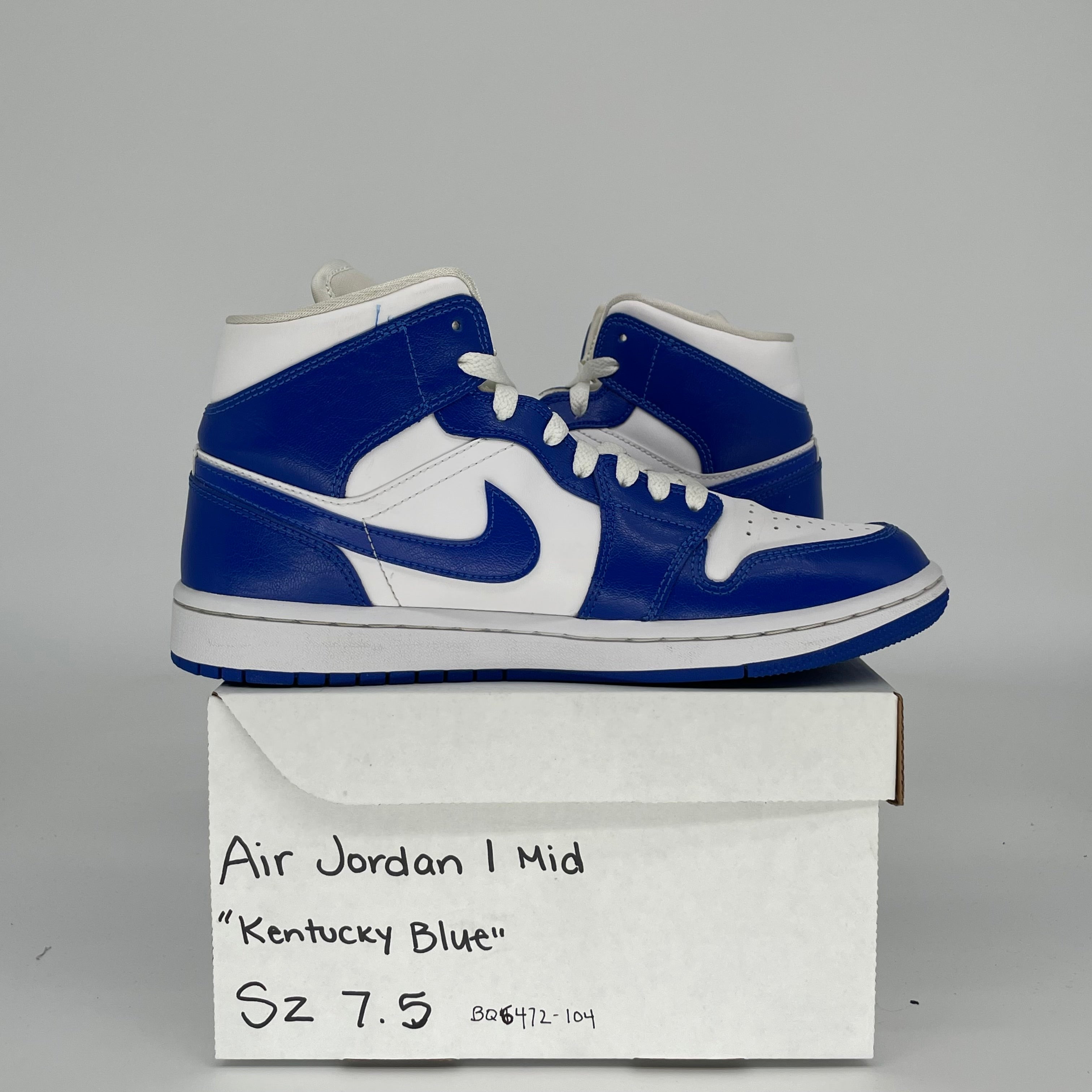 AIR JORDAN 1 MID KENTUCKY BLUE SIZE 7.5/9W BQ6472-104