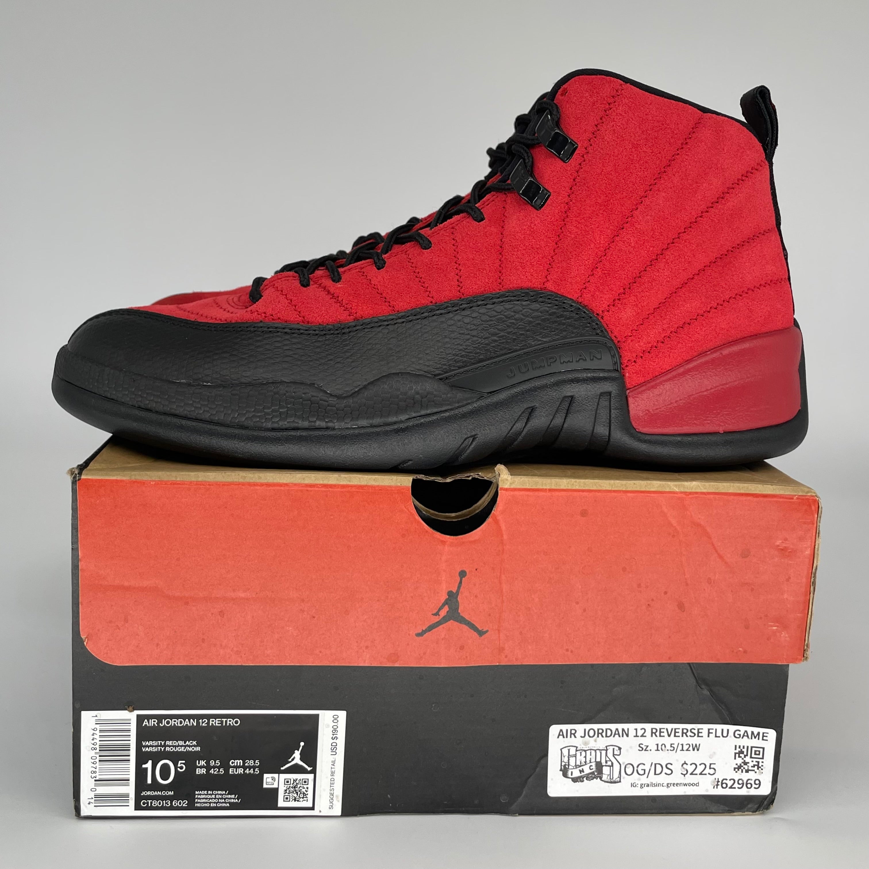 AIR JORDAN 12 REVERSE FLU GAME SIZE 10.5 CT8013-602