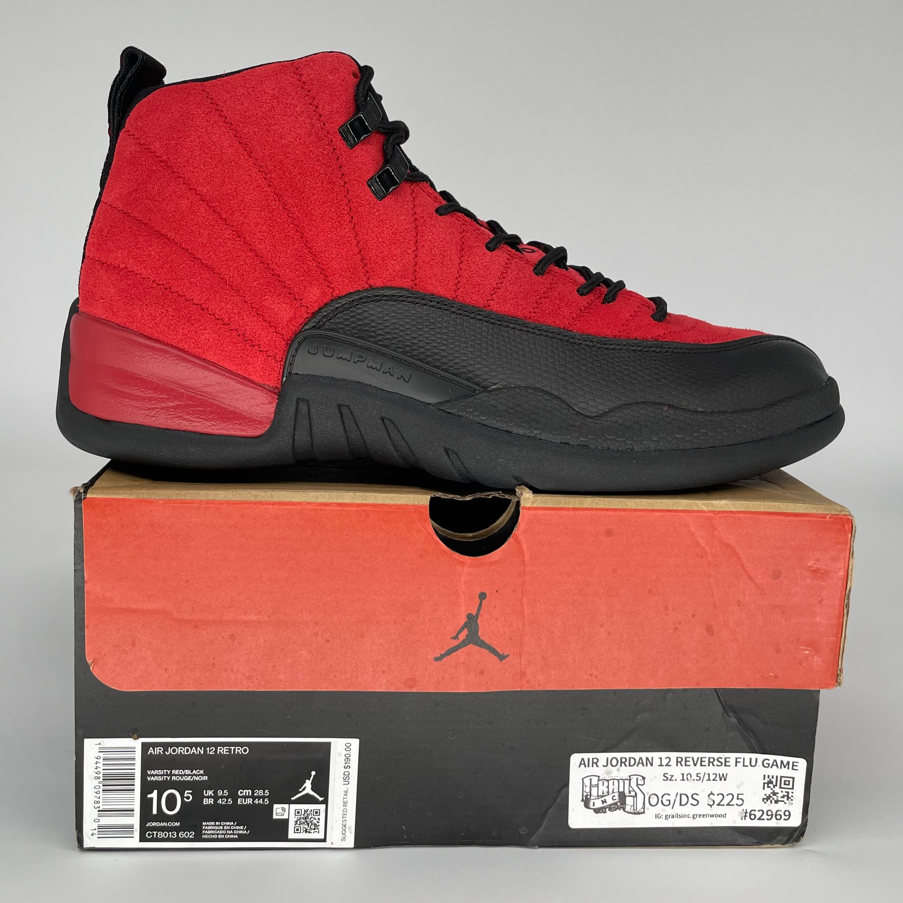 AIR JORDAN 12 REVERSE FLU GAME SIZE 10.5 CT8013-602