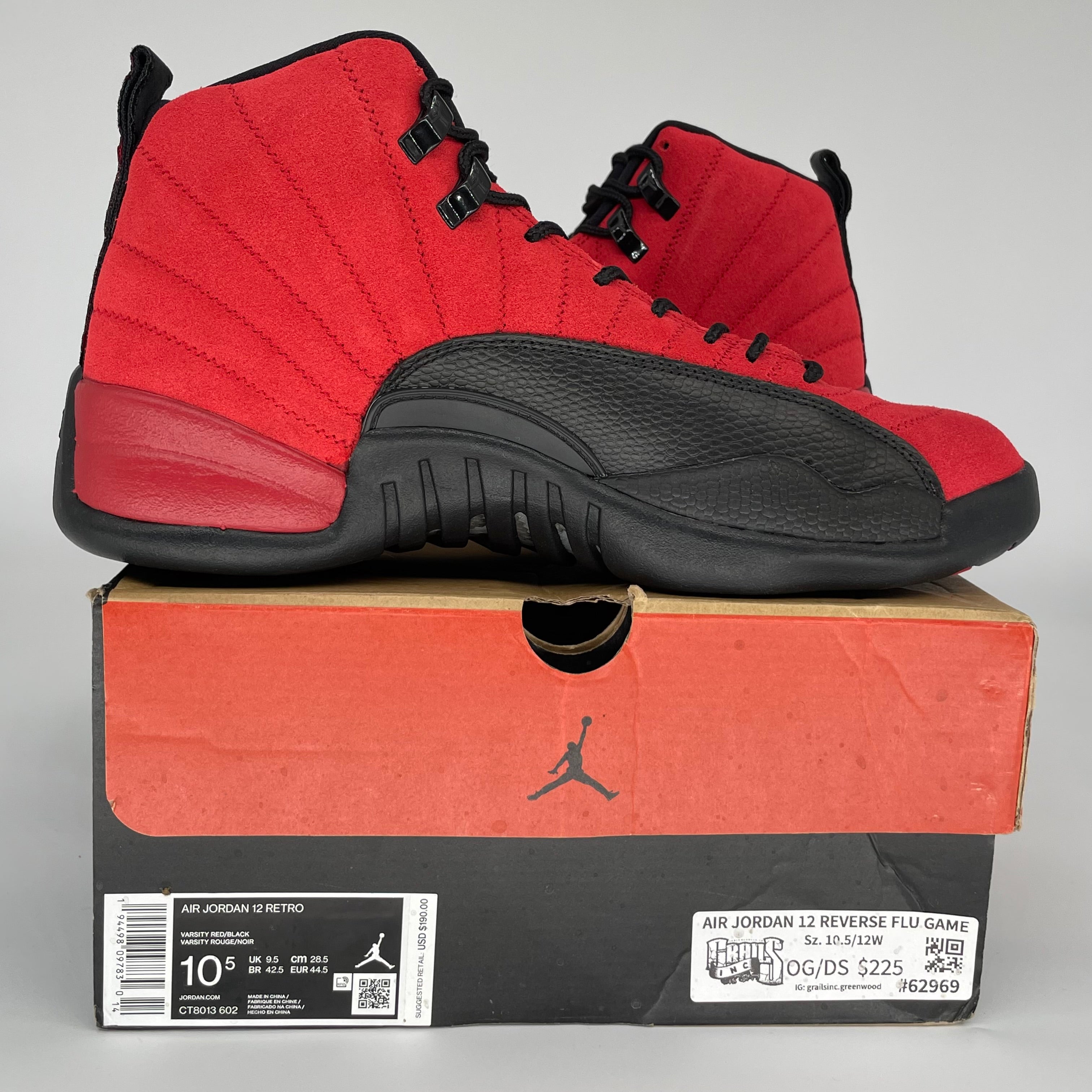 AIR JORDAN 12 REVERSE FLU GAME SIZE 10.5 CT8013-602