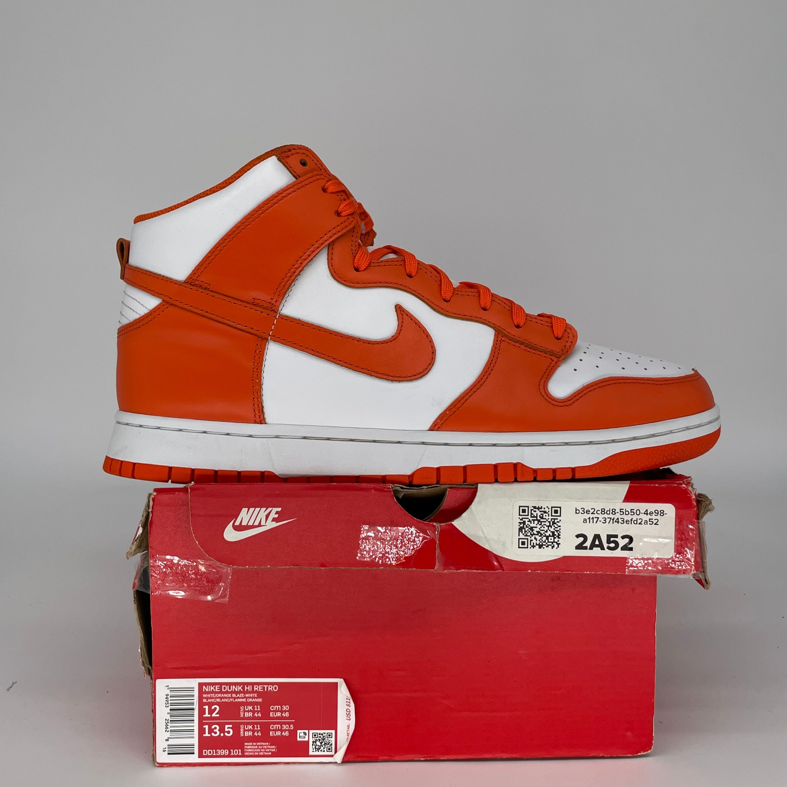 NIKE DUNK HIGH SYRACUSE SIZE 12 DD1399-101