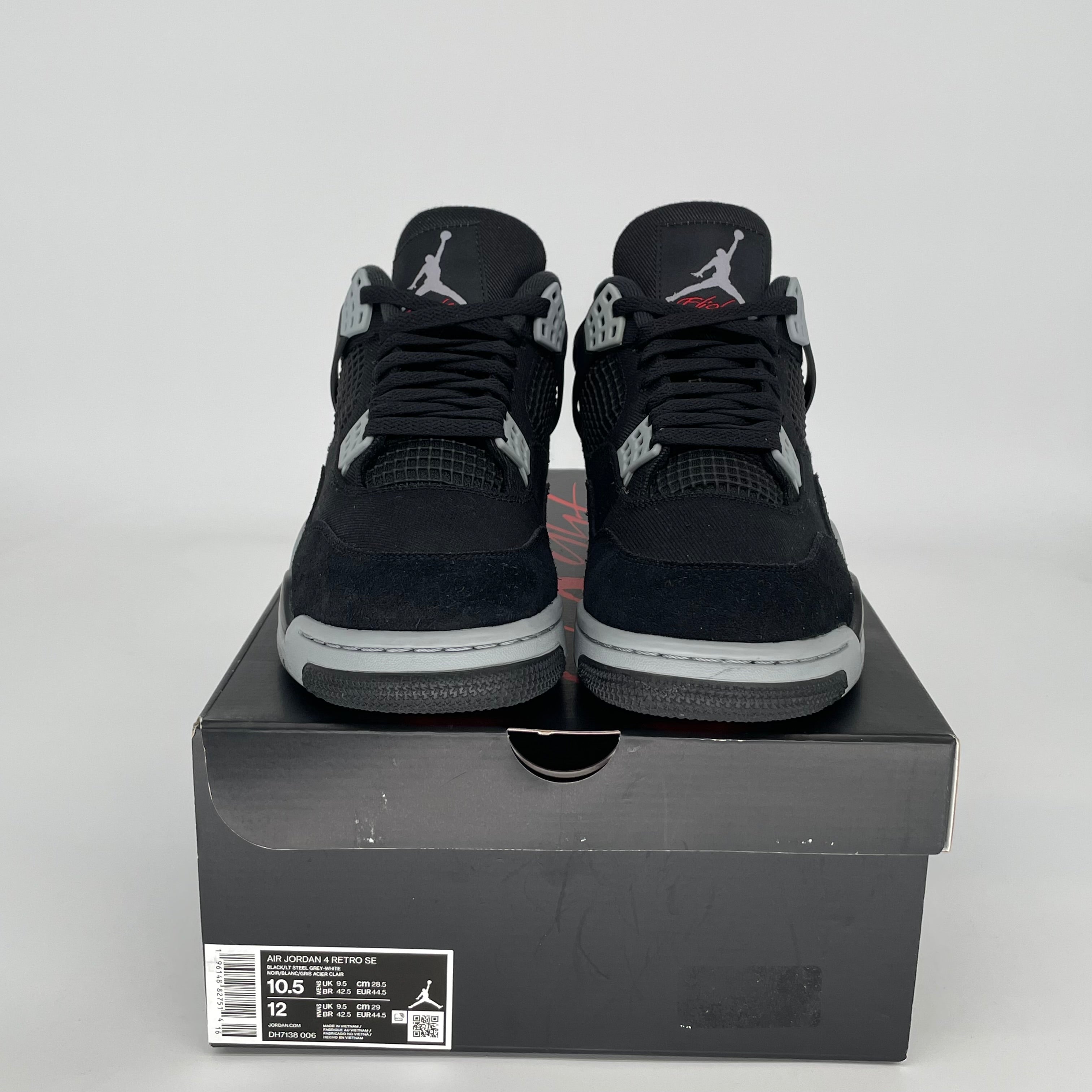 AIR JORDAN 4 BLACK CANVAS SIZE 10.5 DH7138-006