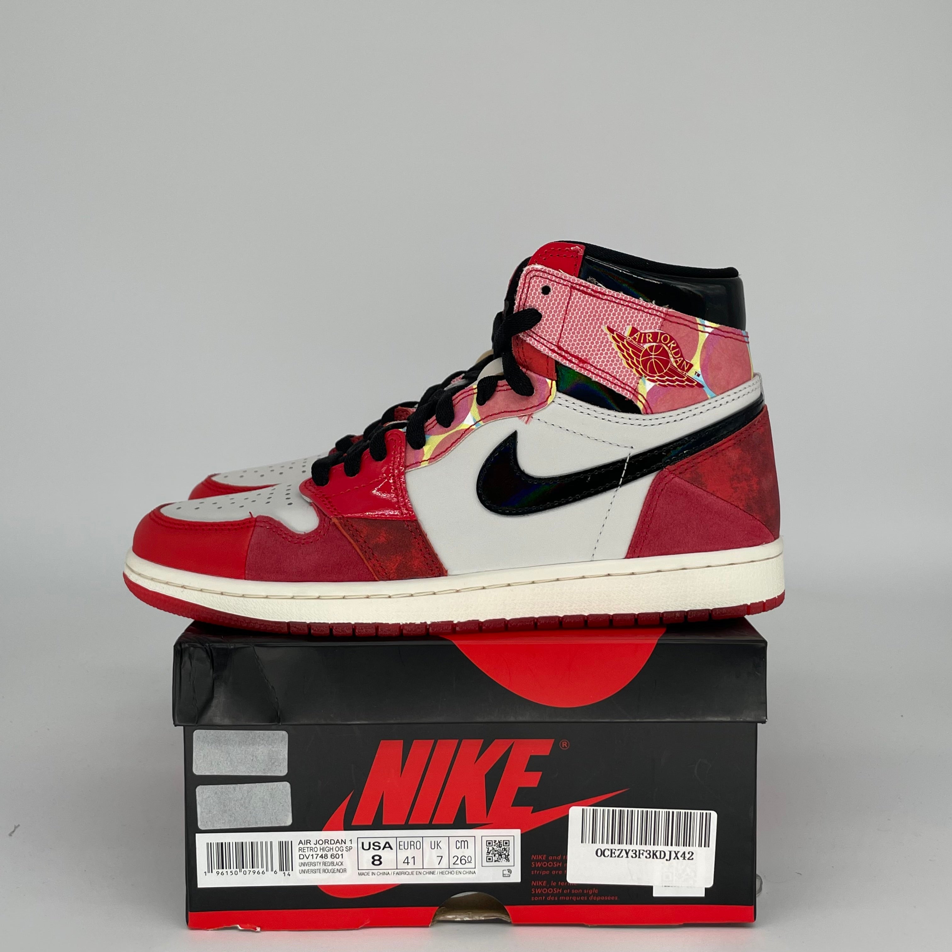 AIR JORDAN 1 SPIDER MAN SPIDER VERSE SIZE 8 DV1748-601