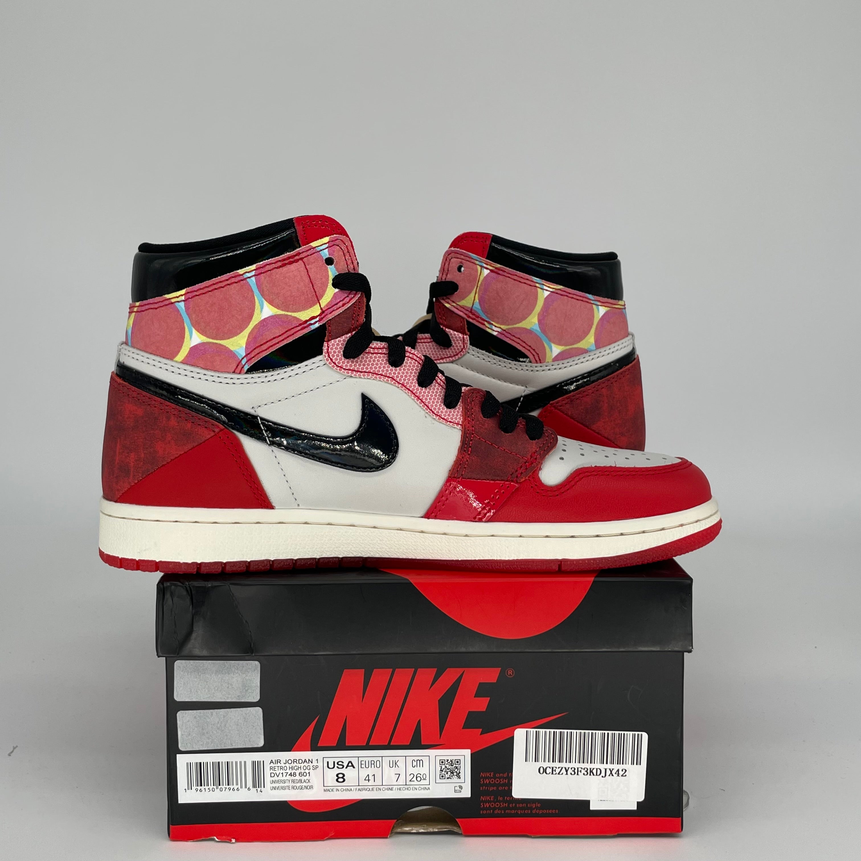 AIR JORDAN 1 SPIDER MAN SPIDER VERSE SIZE 8 DV1748-601