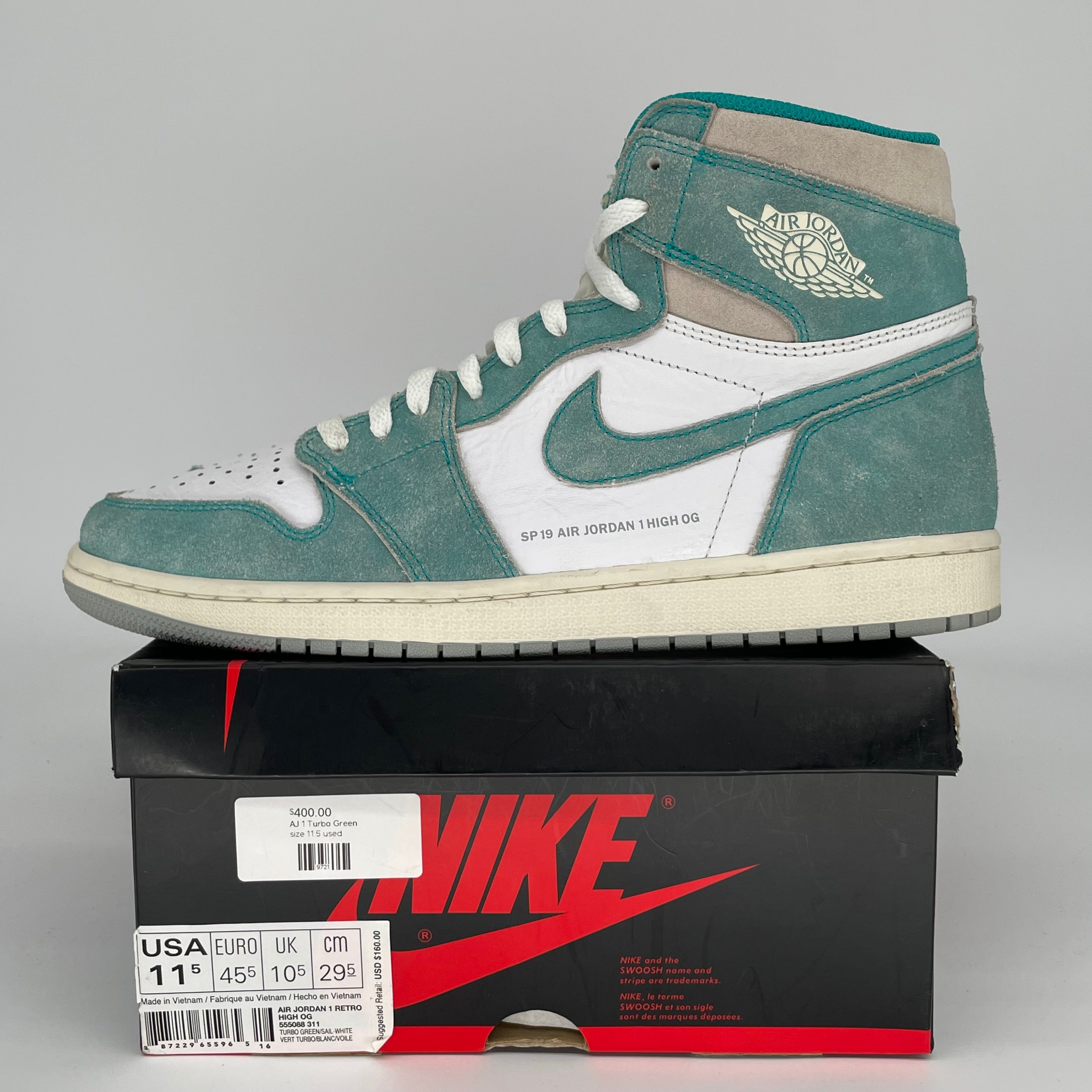 AIR JORDAN 1 TURBO GREEN SIZE 11.5 555088-311