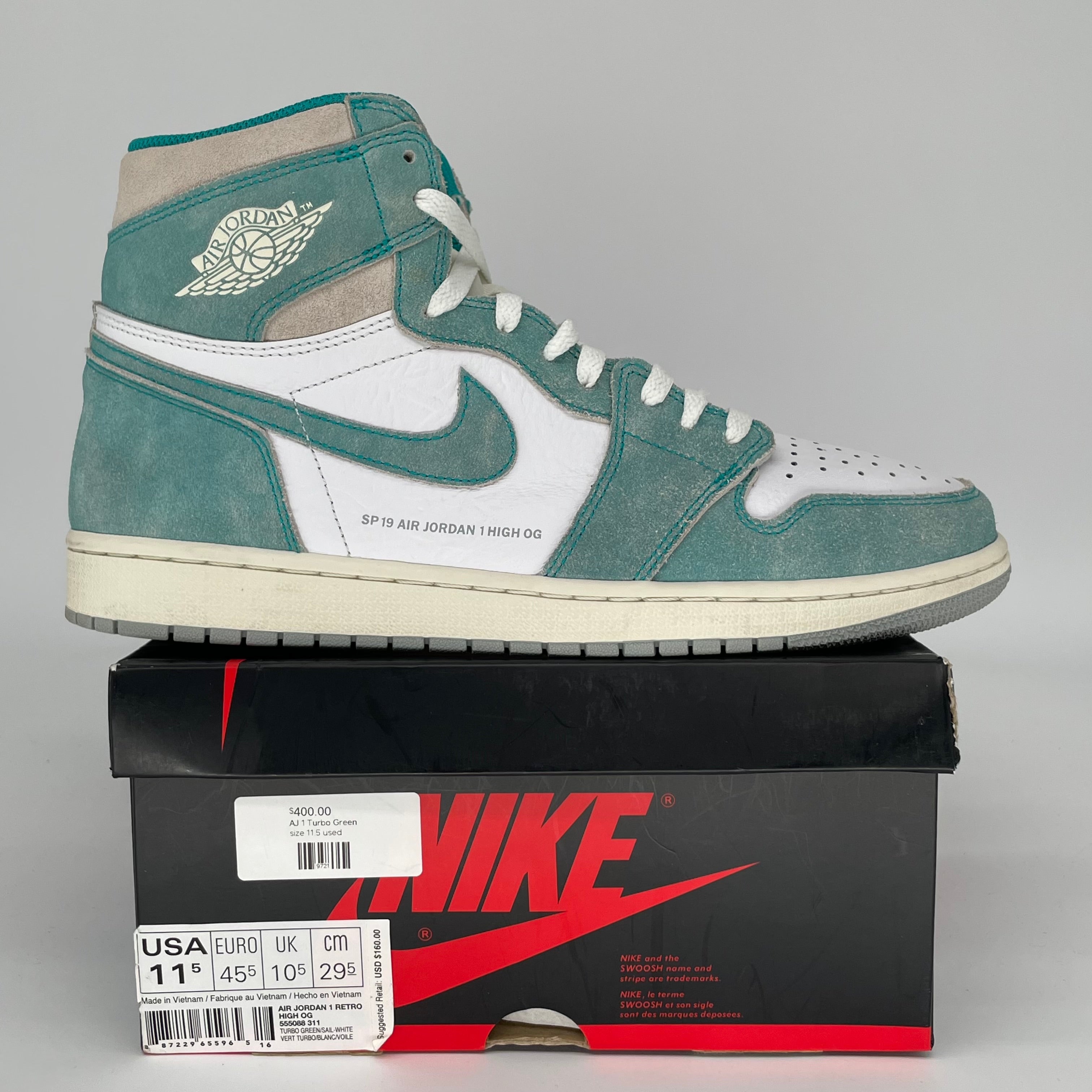 AIR JORDAN 1 TURBO GREEN SIZE 11.5 555088-311