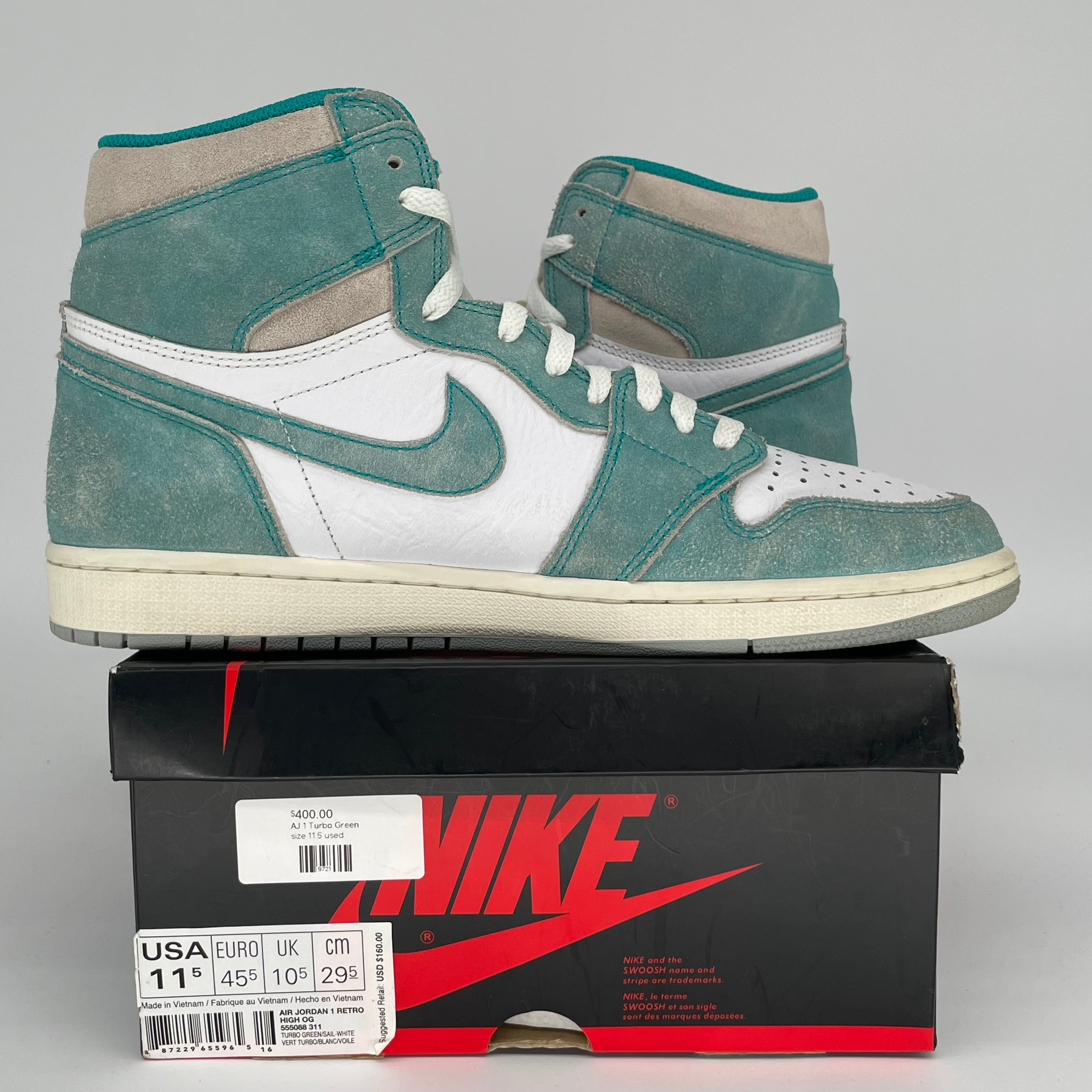 AIR JORDAN 1 TURBO GREEN SIZE 11.5 555088-311