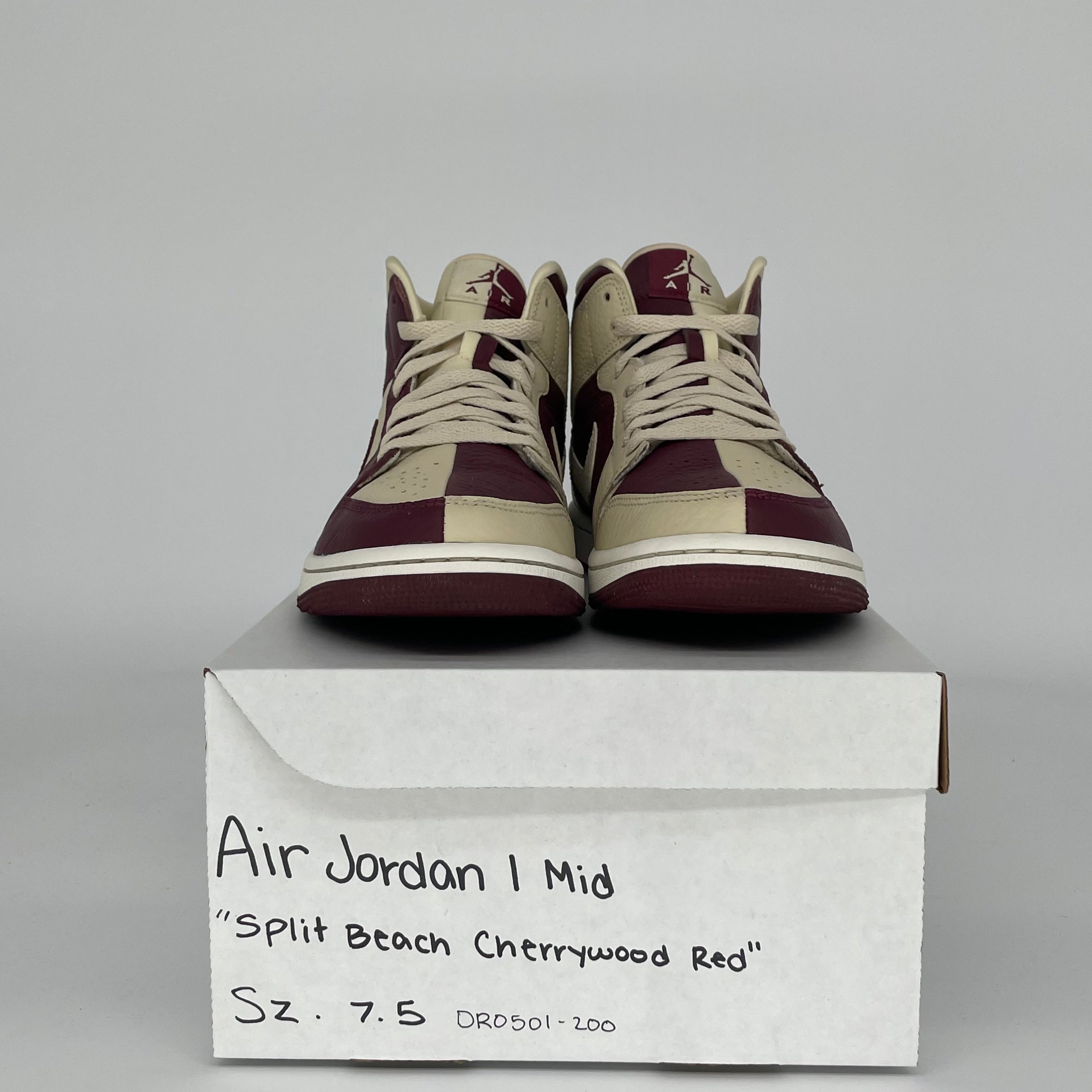 AIR JORDAN 1 MID SPLIT BEACH CHERRYWOOD RED W SIZE 7.5/9W DR0501-200