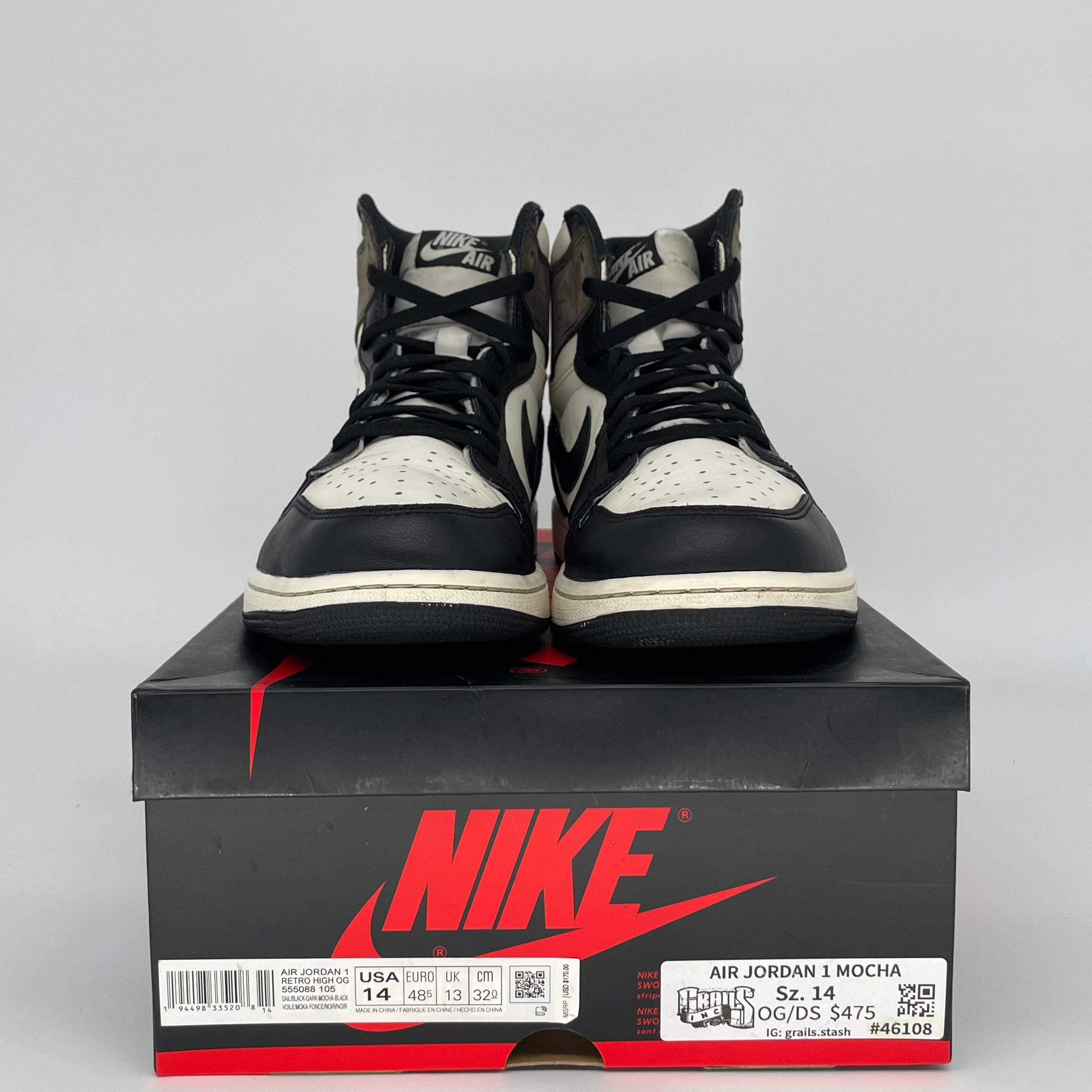 AIR JORDAN 1 DARK MOCHA SIZE 14 555088-105