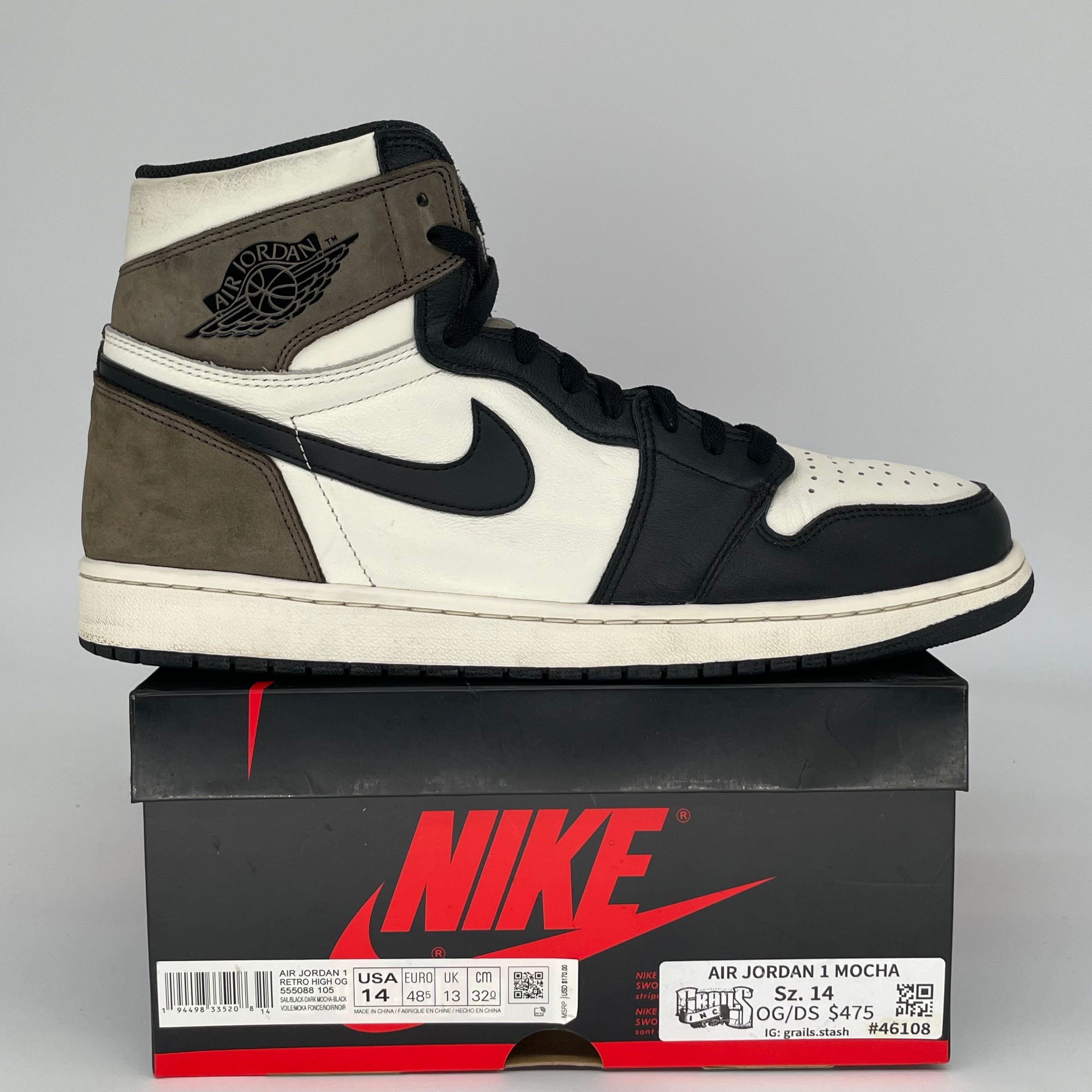 AIR JORDAN 1 DARK MOCHA SIZE 14 555088-105