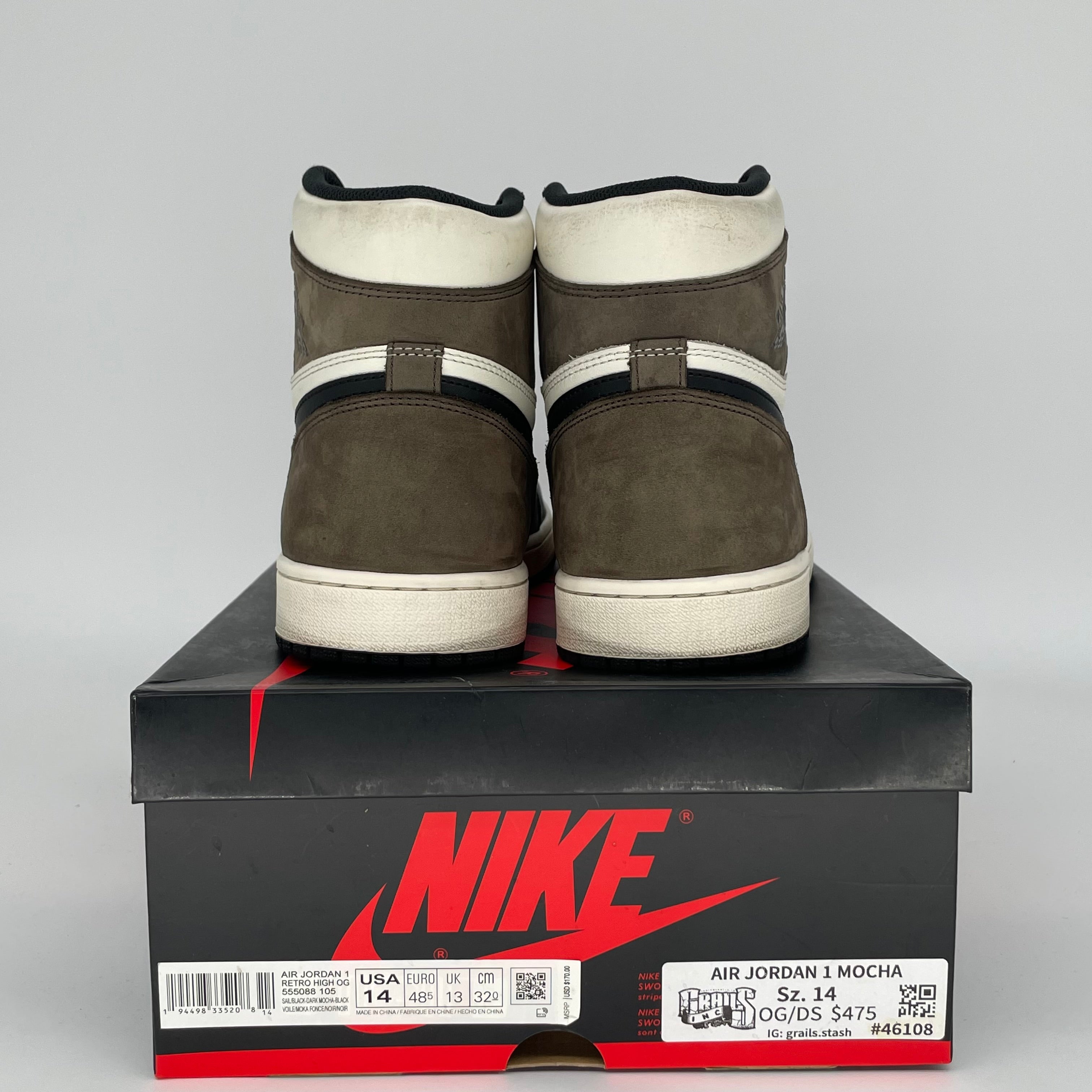 AIR JORDAN 1 DARK MOCHA SIZE 14 555088-105