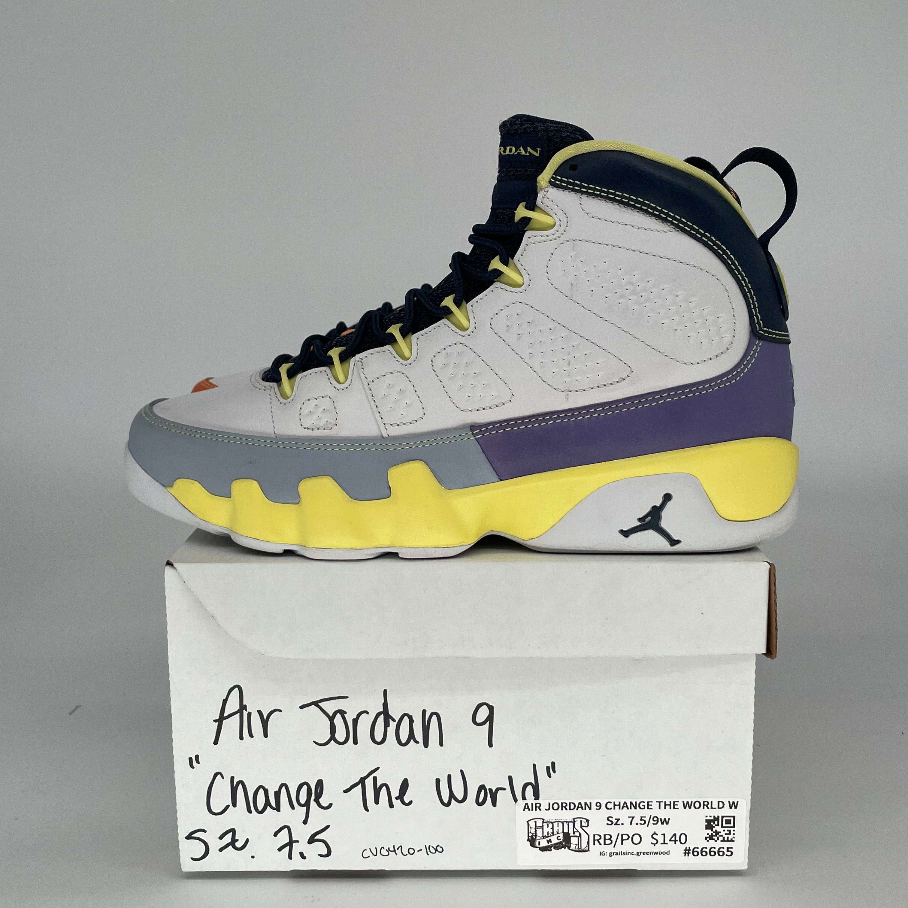 AIR JORDAN 9 CHANGE THE WORLD SIZE 7.5/9W CV0420-100