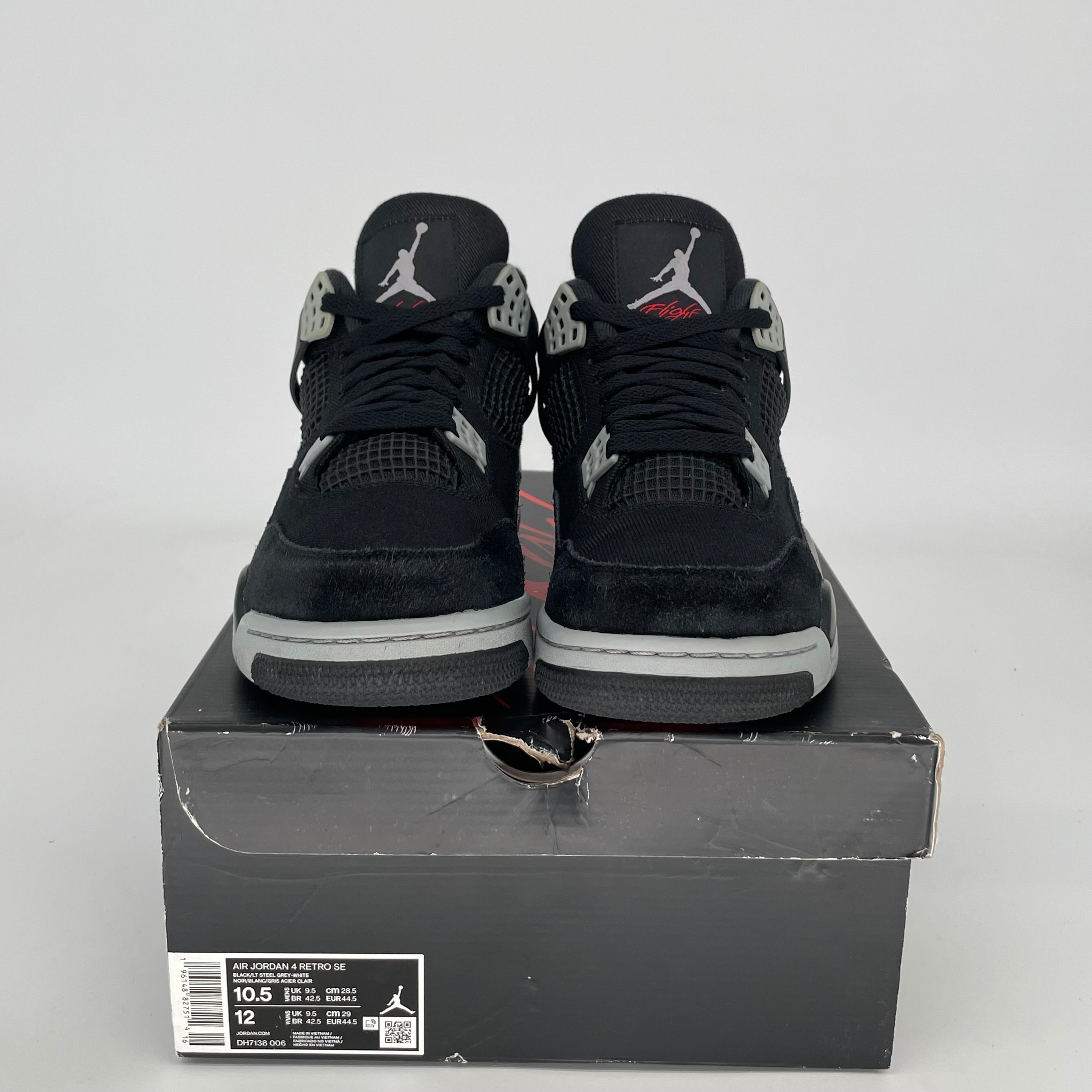 AIR JORDAN 4 BLACK CANVAS SIZE 10.5 DH7138-006