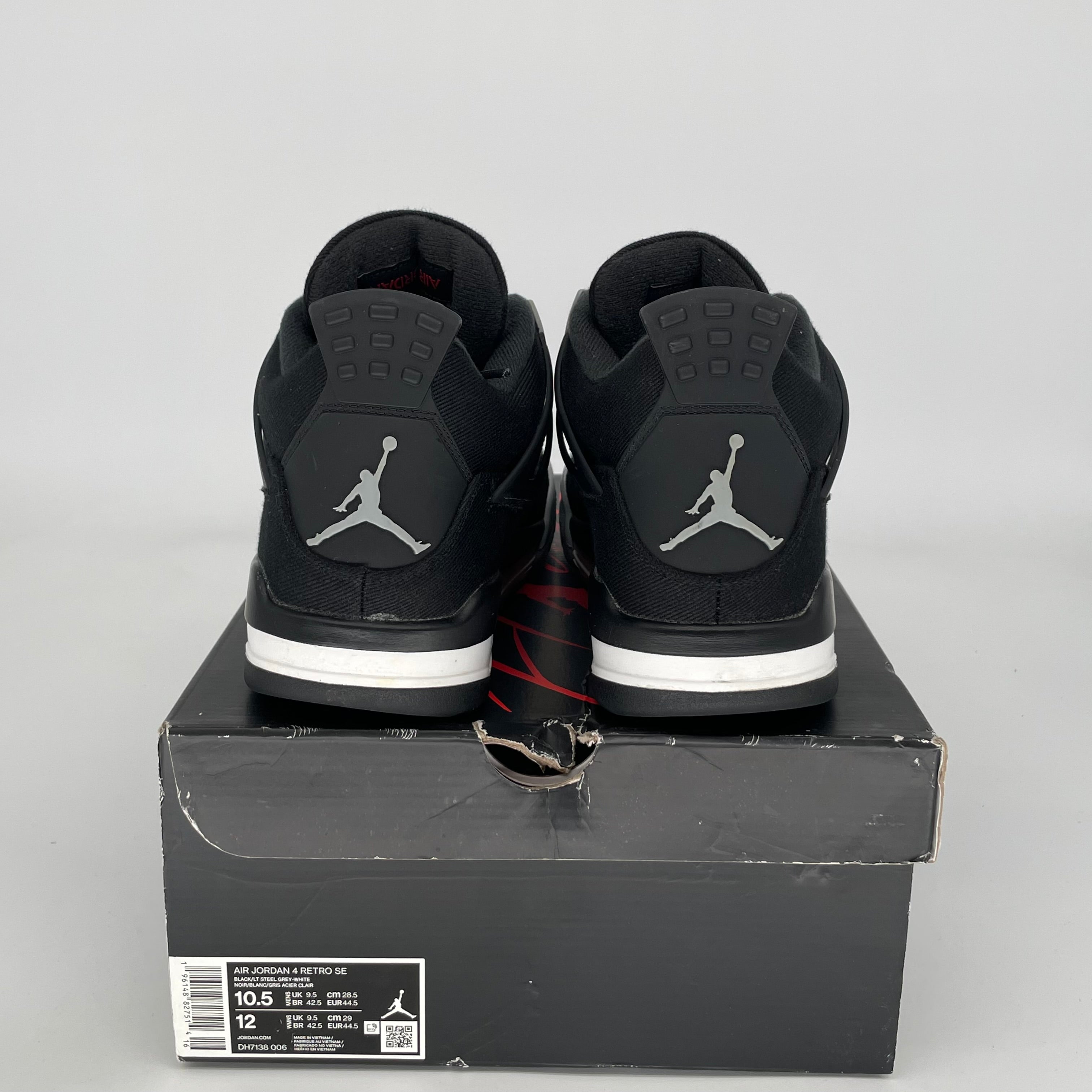 AIR JORDAN 4 BLACK CANVAS SIZE 10.5 DH7138-006