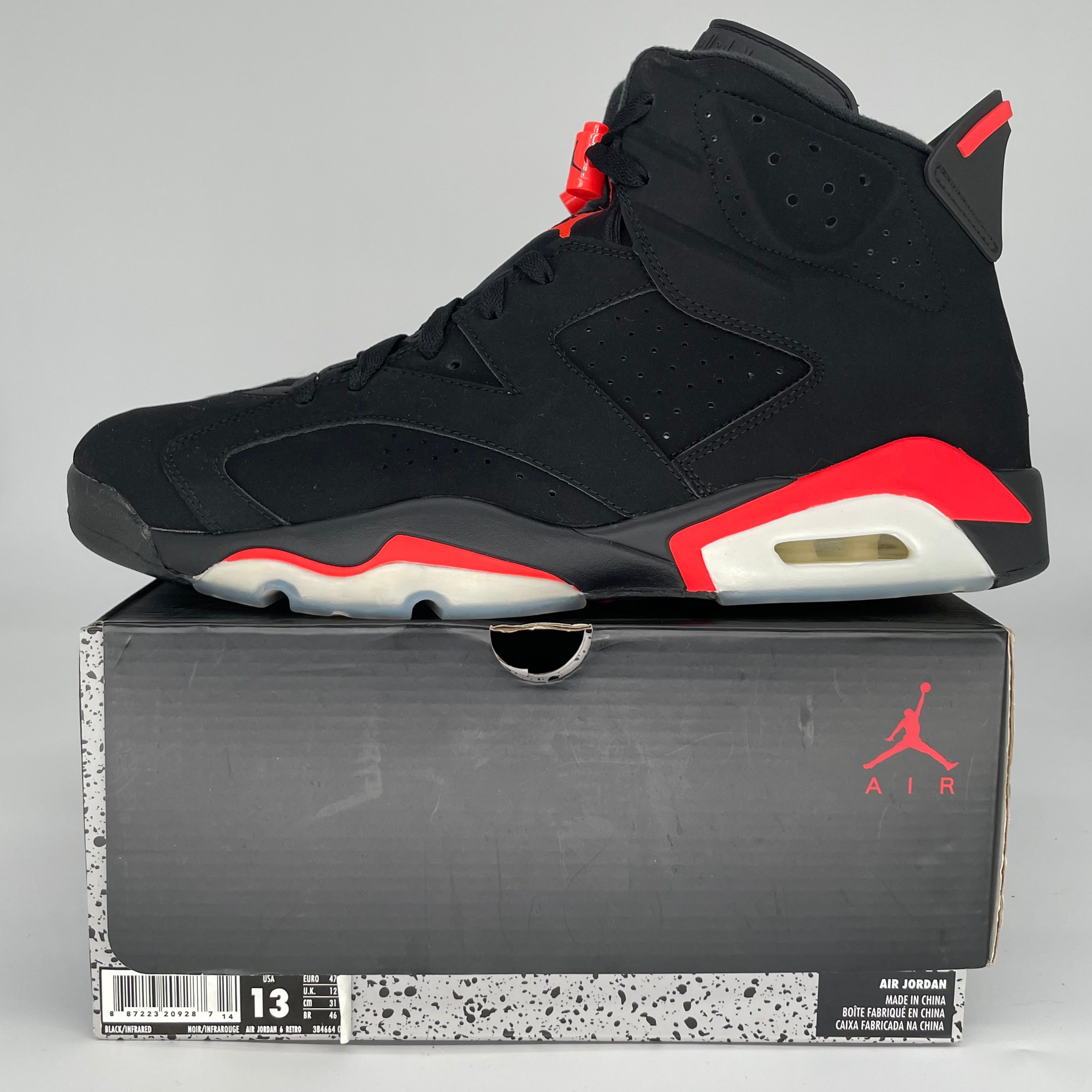 AIR JORDAN 6 BLACK INFRARED SIZE 13 384664-060