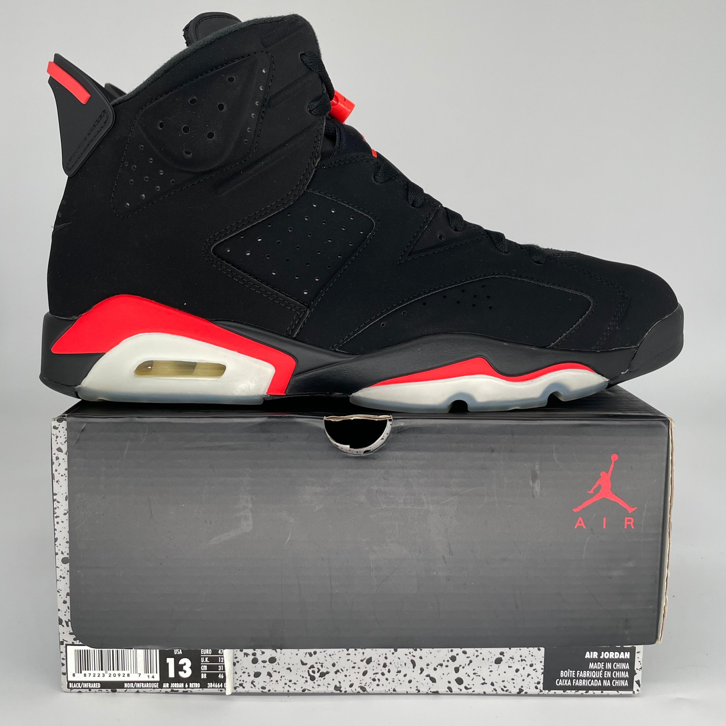 AIR JORDAN 6 BLACK INFRARED SIZE 13 384664-060