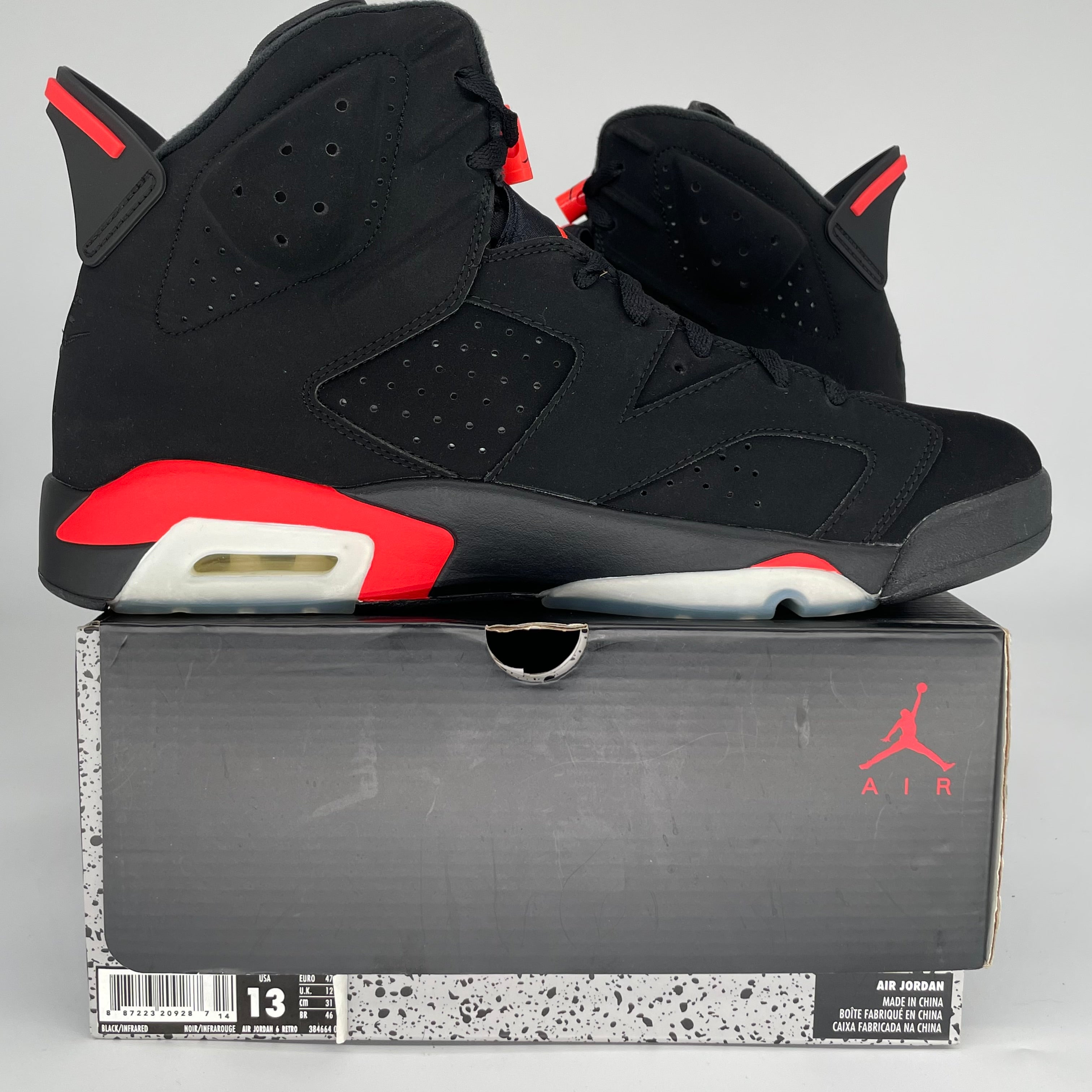 AIR JORDAN 6 BLACK INFRARED SIZE 13 384664-060