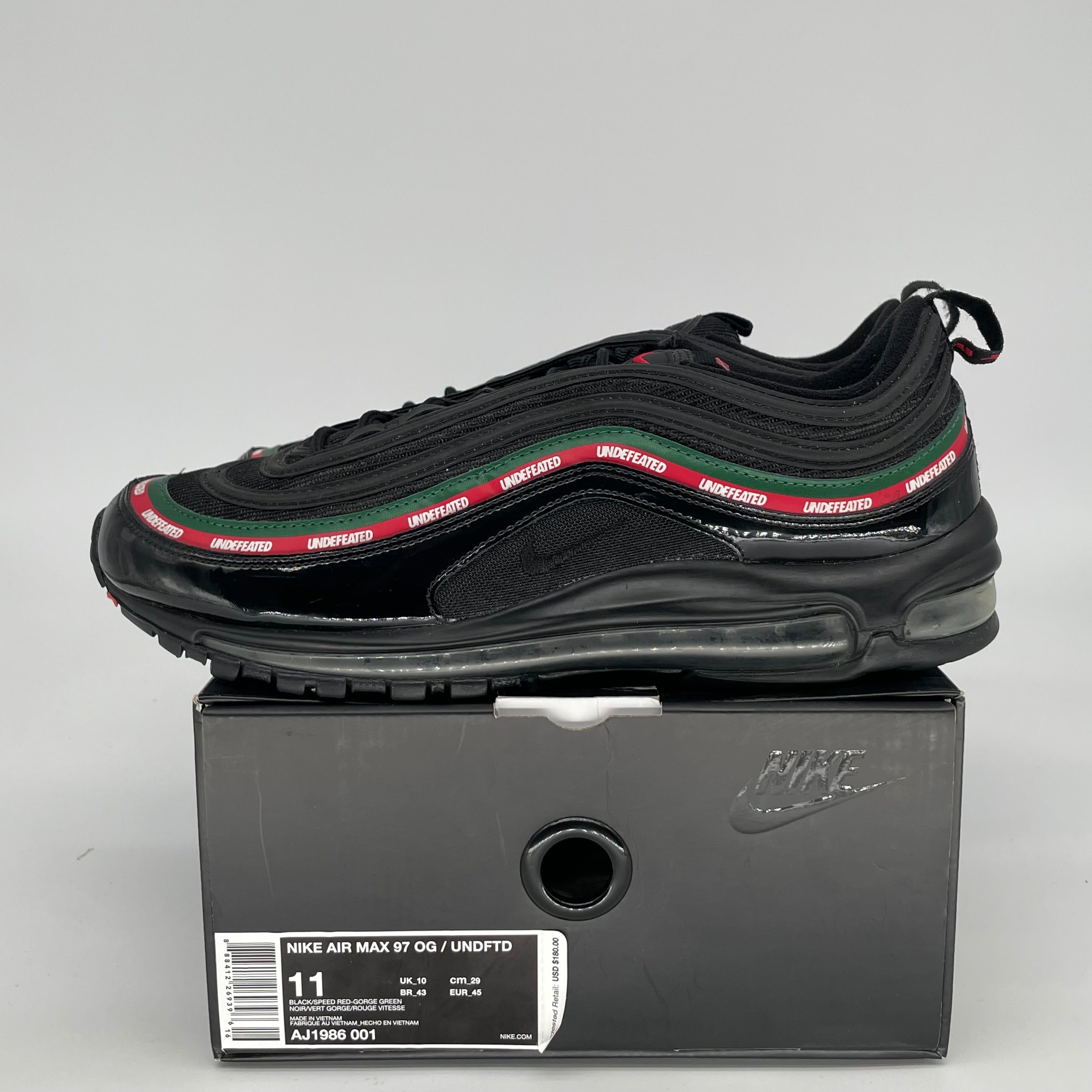 NIKE AIR MAX 97 UNDEFEATED BLACK SIZE 11 AJ1986-001