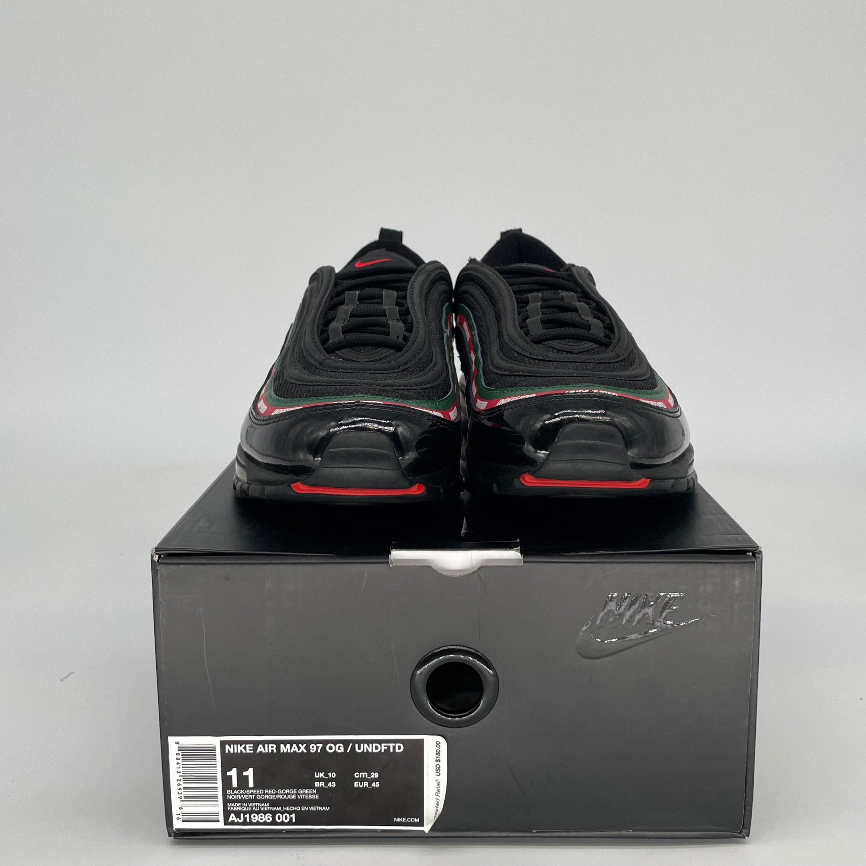 NIKE AIR MAX 97 UNDEFEATED BLACK SIZE 11 AJ1986-001