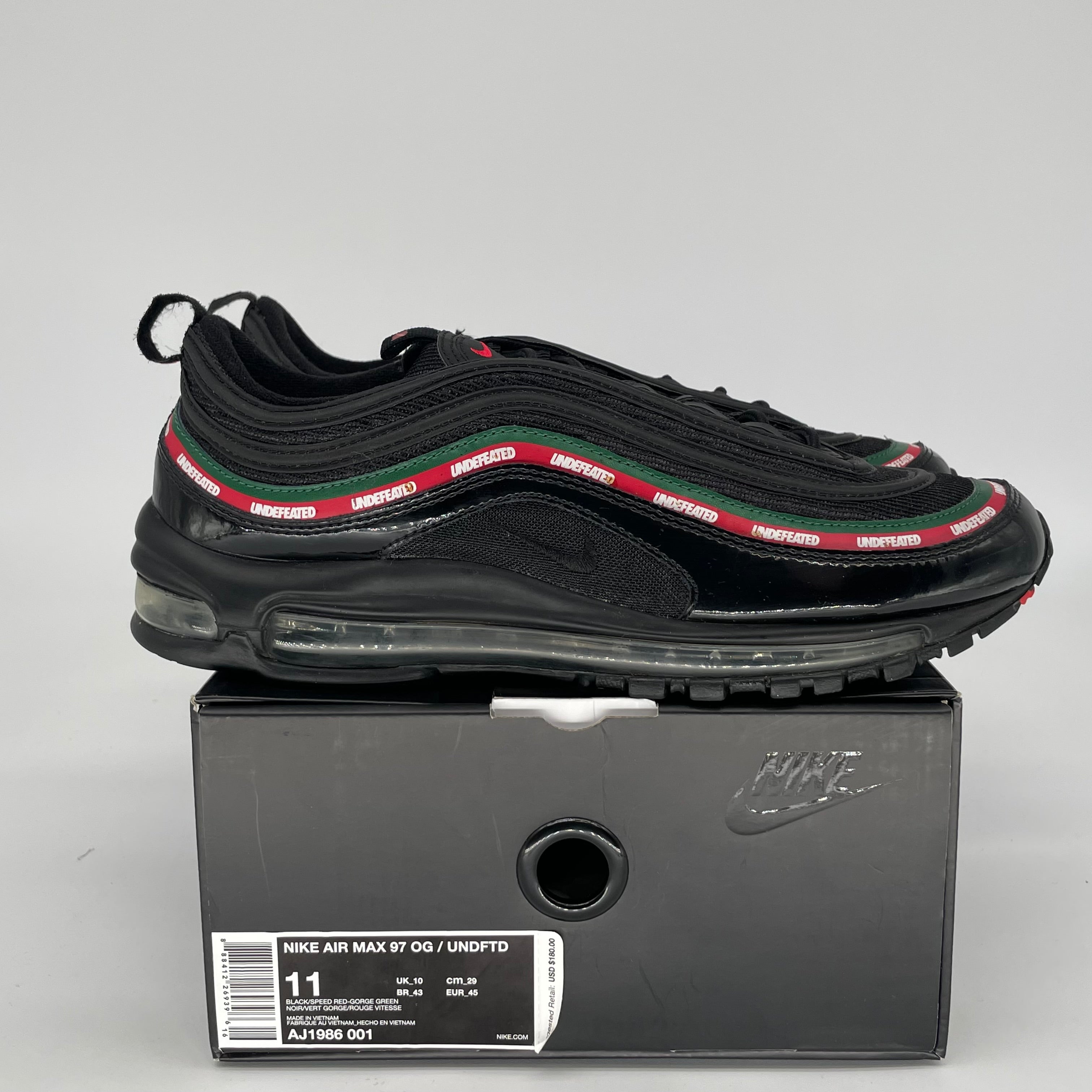 NIKE AIR MAX 97 UNDEFEATED BLACK SIZE 11 AJ1986-001