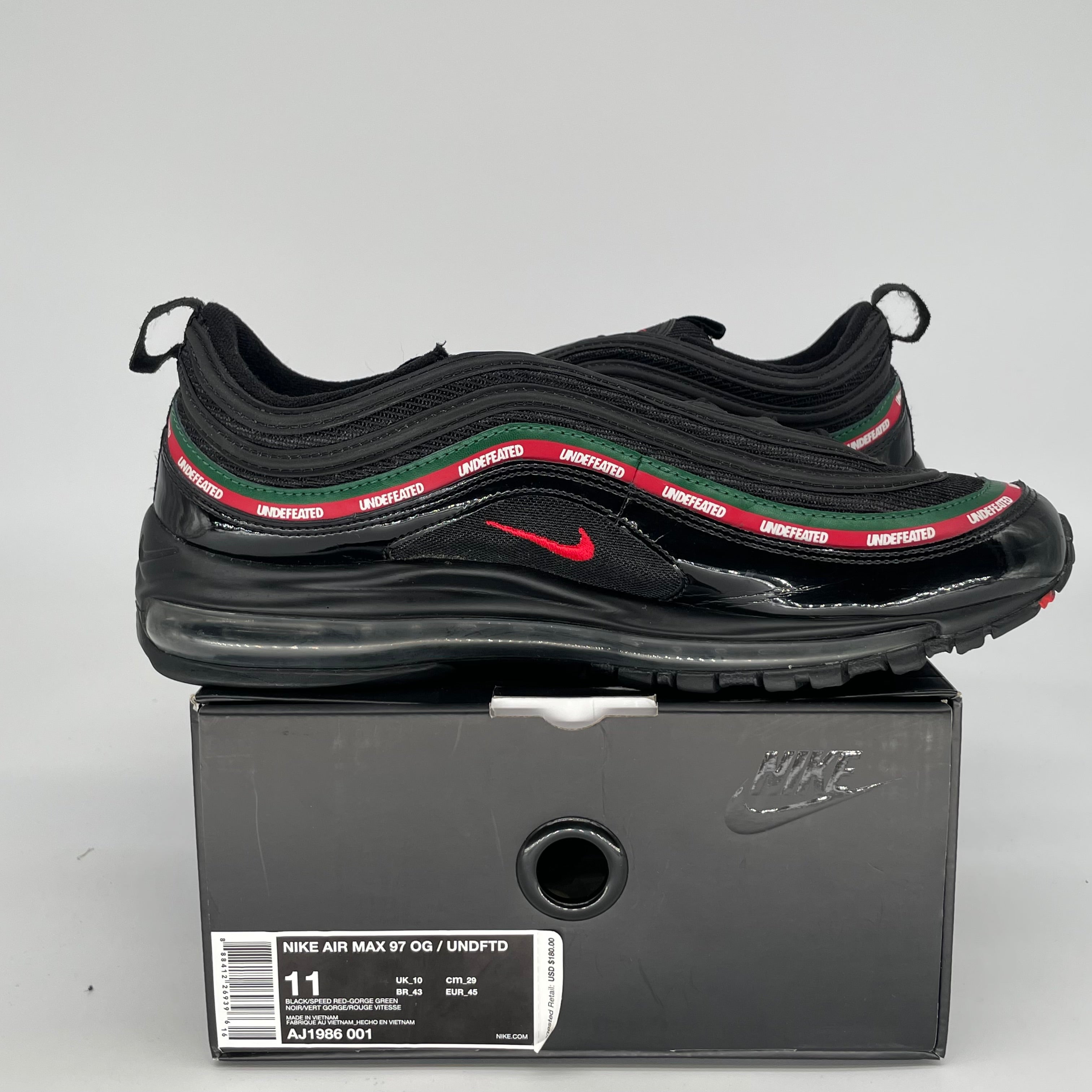 NIKE AIR MAX 97 UNDEFEATED BLACK SIZE 11 AJ1986-001