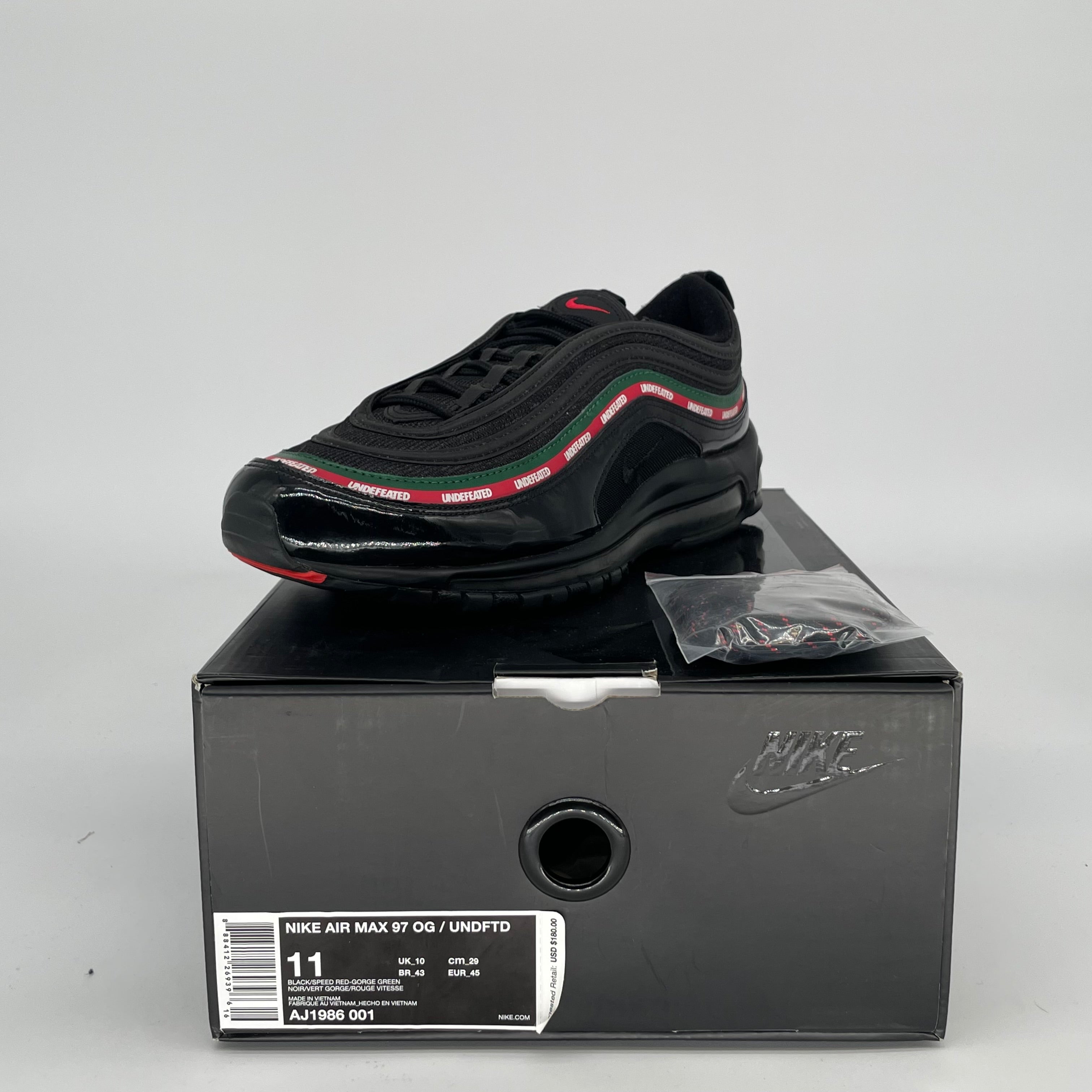 NIKE AIR MAX 97 UNDEFEATED BLACK SIZE 11 AJ1986-001