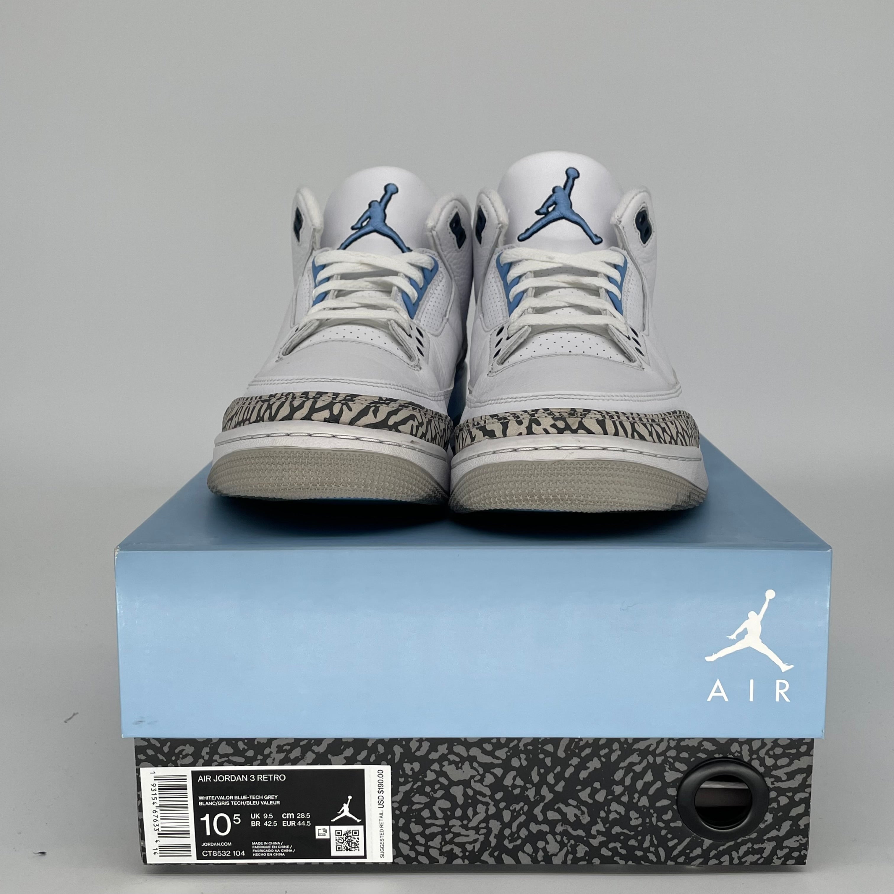 AIR JORDAN 3 UNC SIZE 10.5 CT8532-104