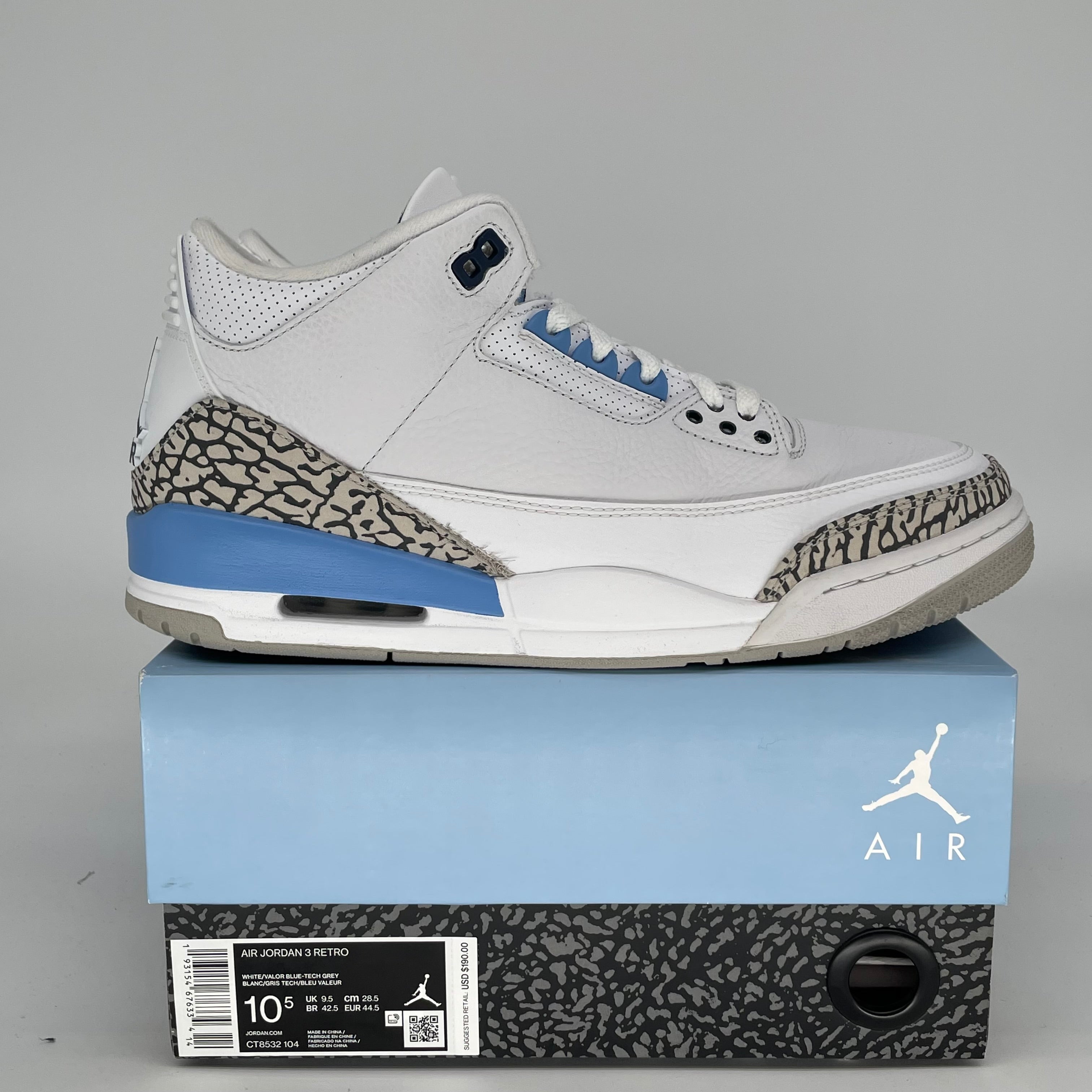 AIR JORDAN 3 UNC SIZE 10.5 CT8532-104