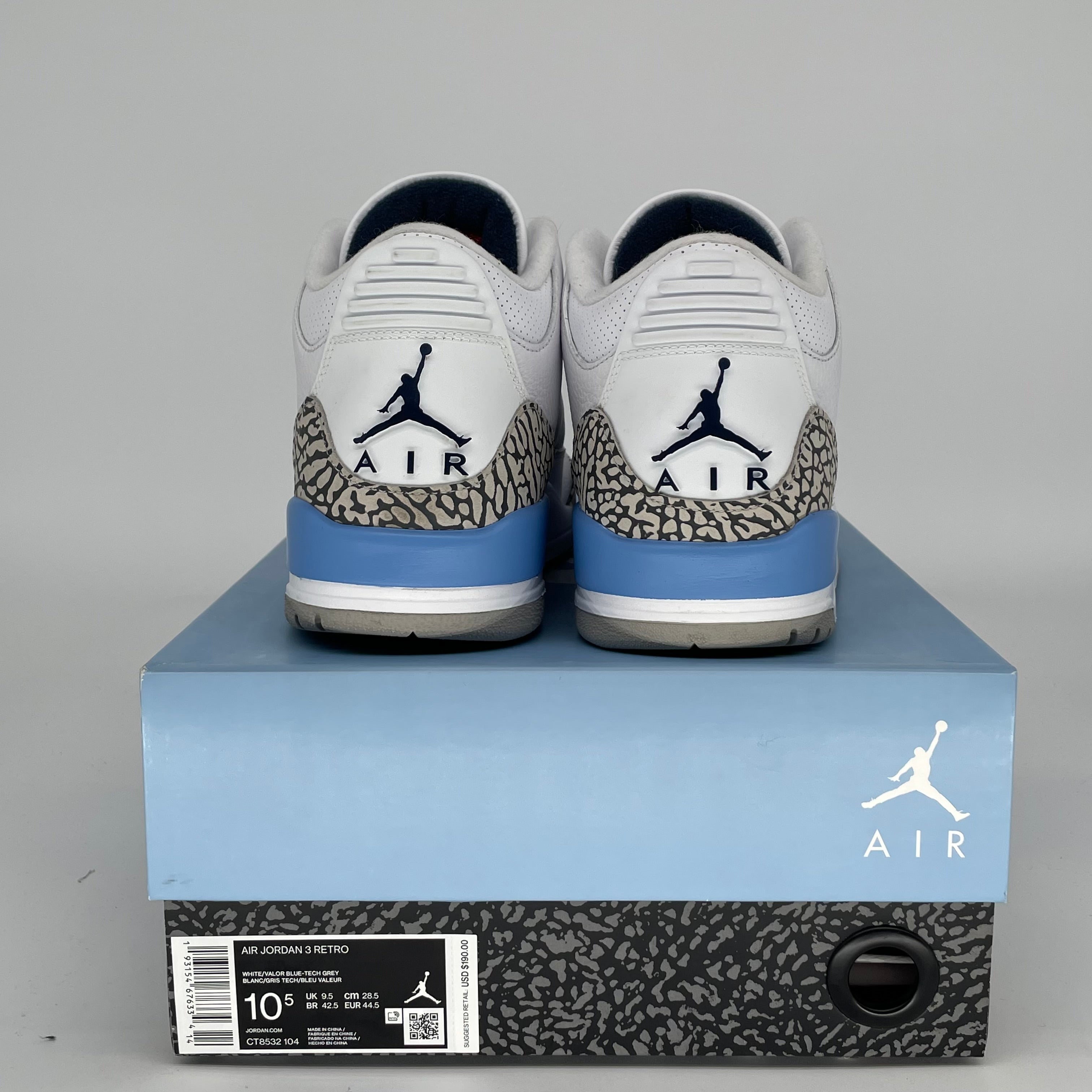 AIR JORDAN 3 UNC SIZE 10.5 CT8532-104