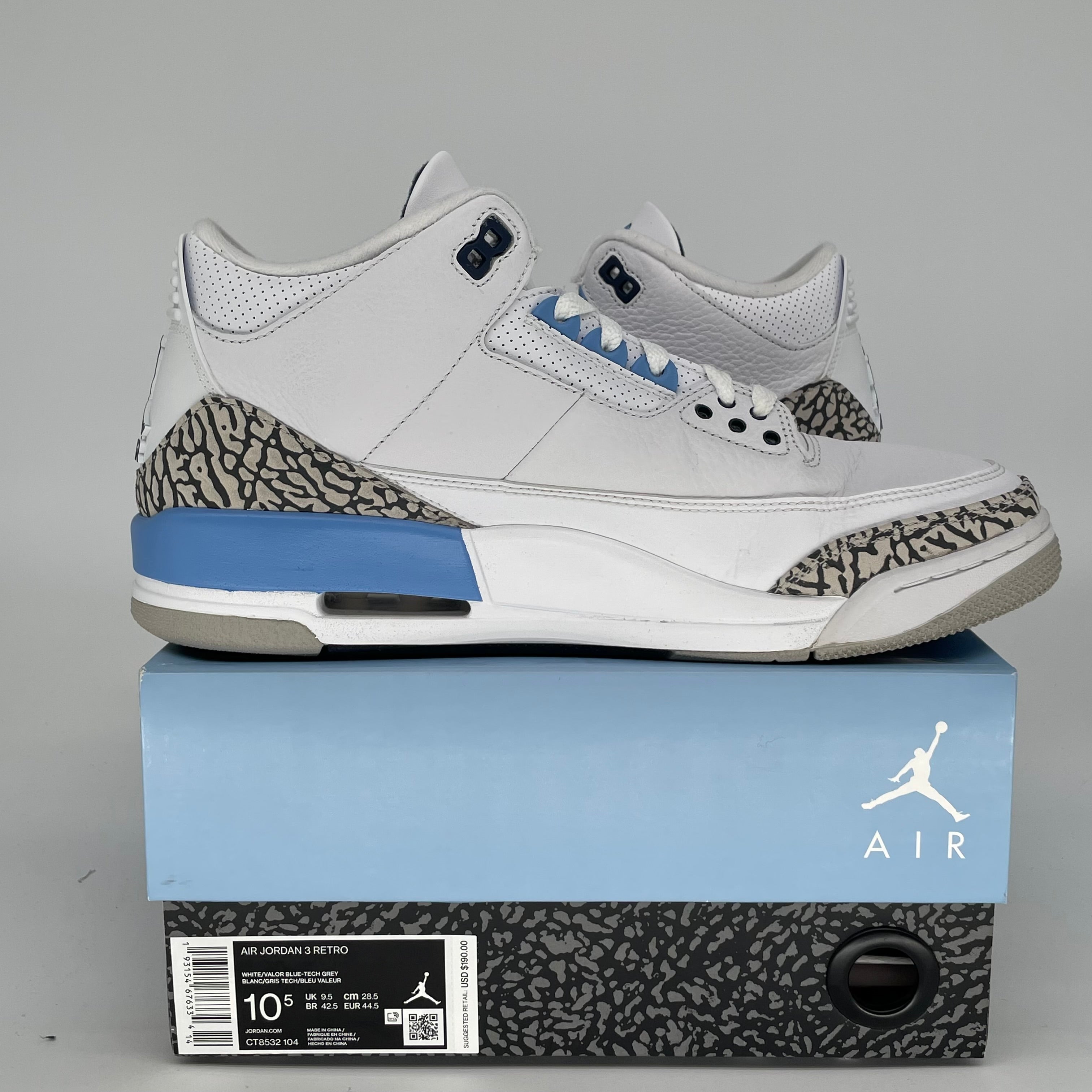 AIR JORDAN 3 UNC SIZE 10.5 CT8532-104