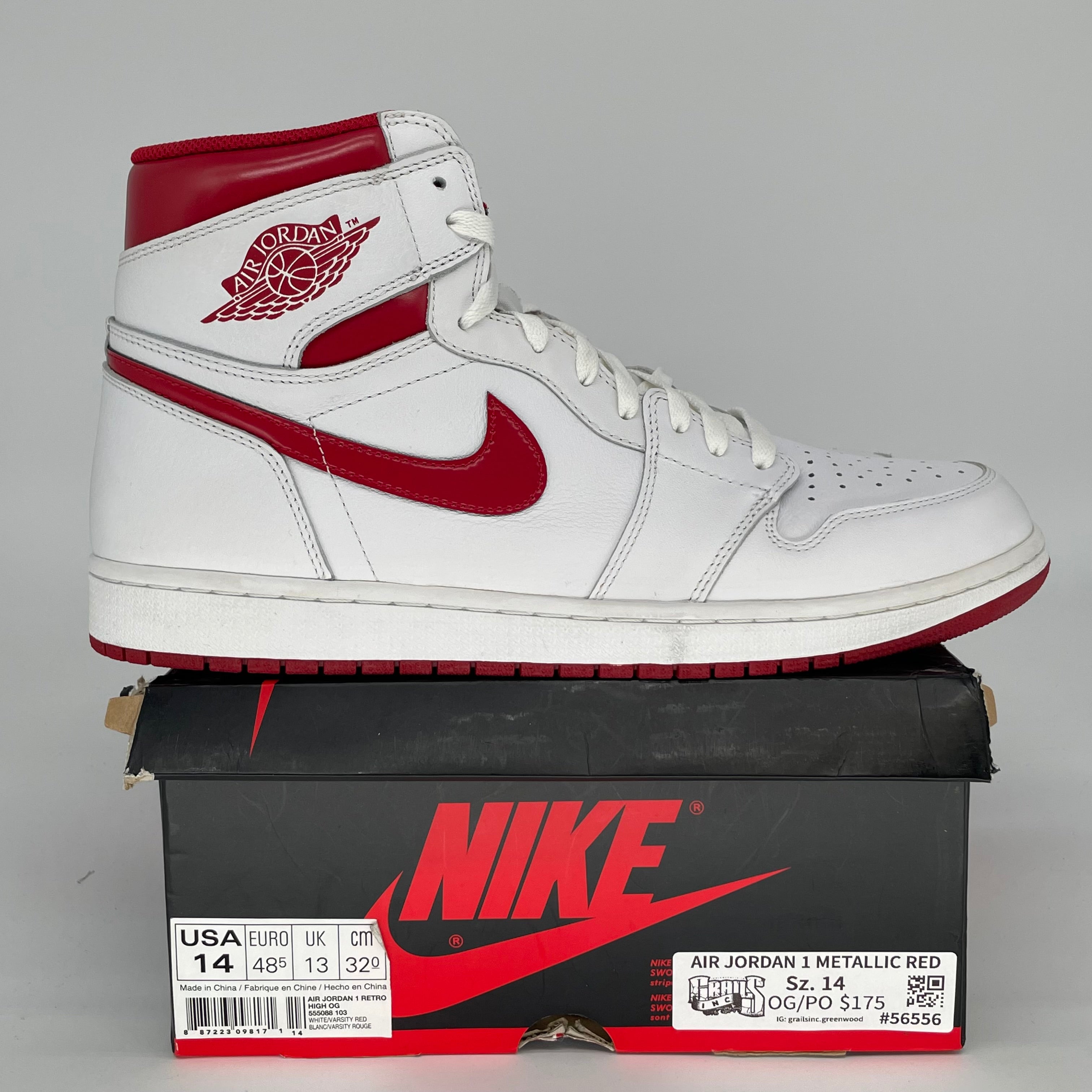 AIR JORDAN 1 METALLIC RED SIZE 14 555088-103