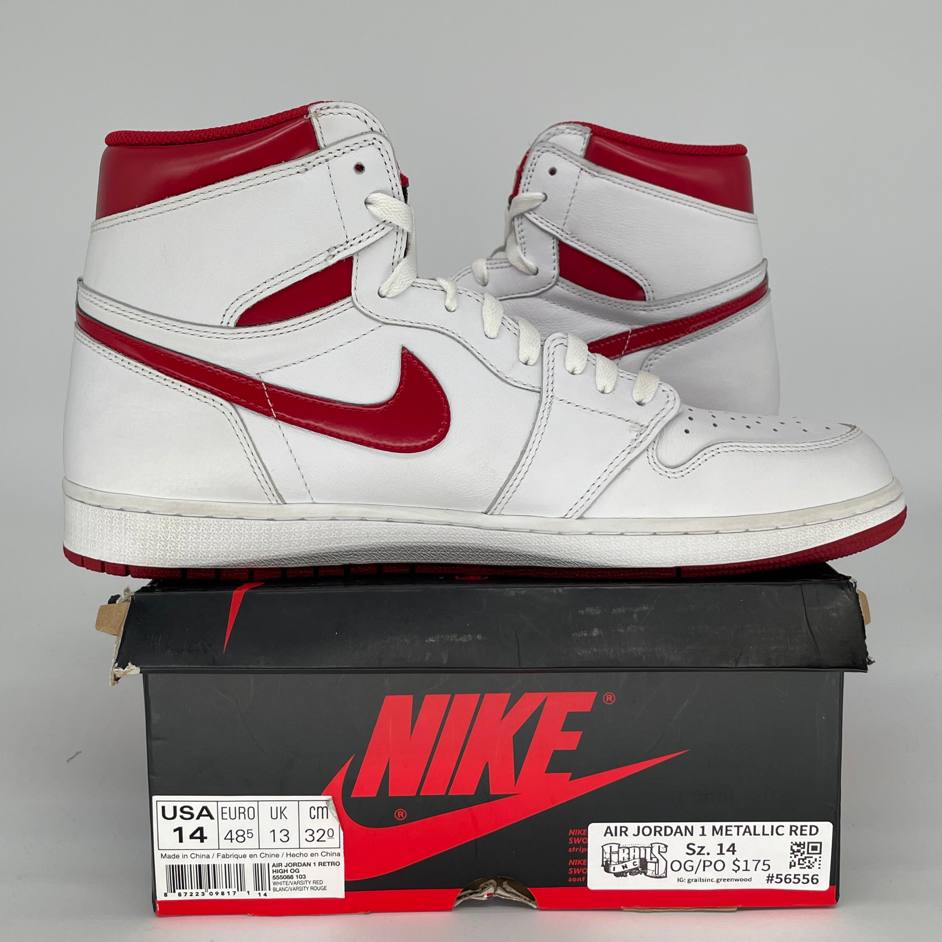 AIR JORDAN 1 METALLIC RED SIZE 14 555088-103