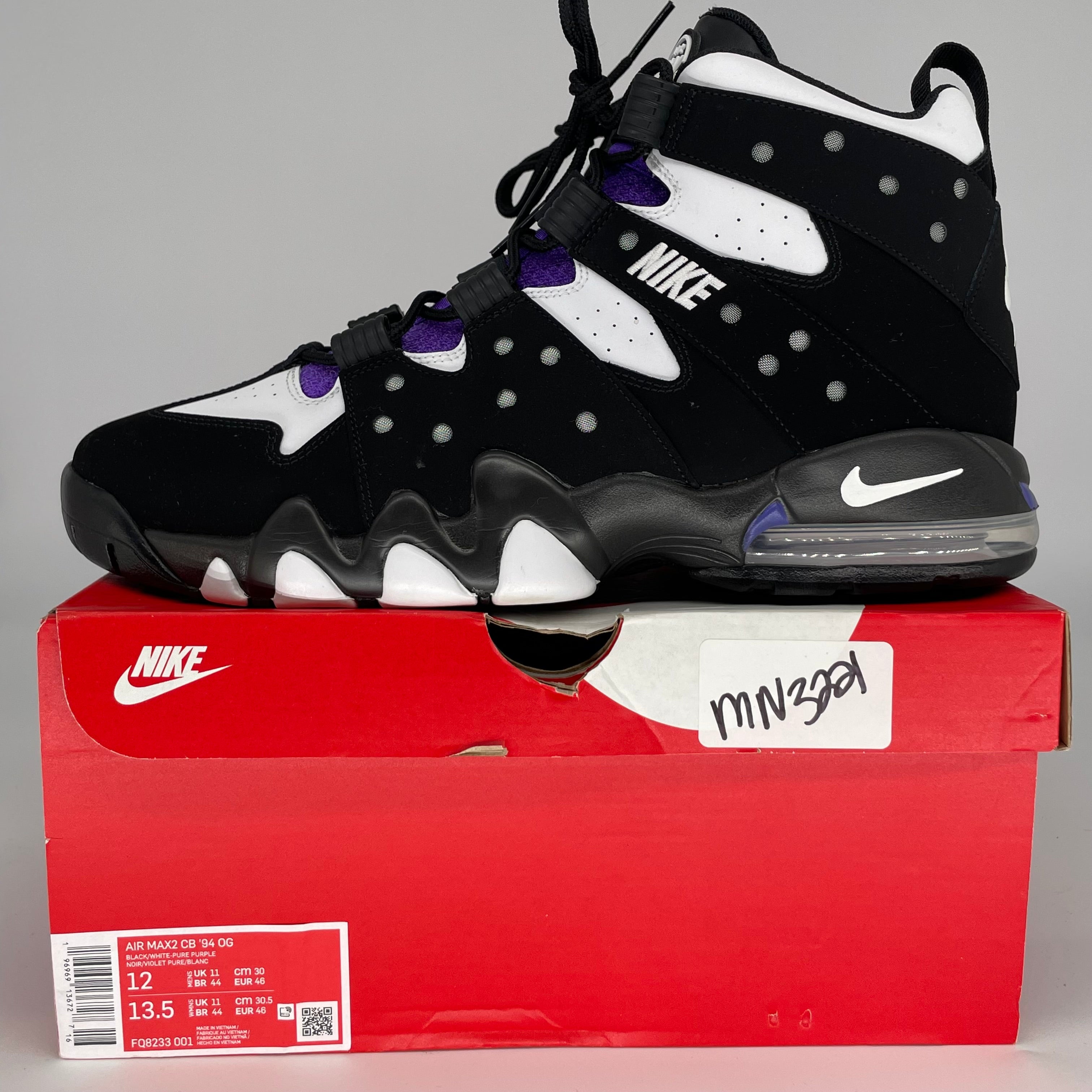 NIKE AIR MAX 2 CB 94 BLACK WHITE PURPLE SIZE 12 FQ8233-001