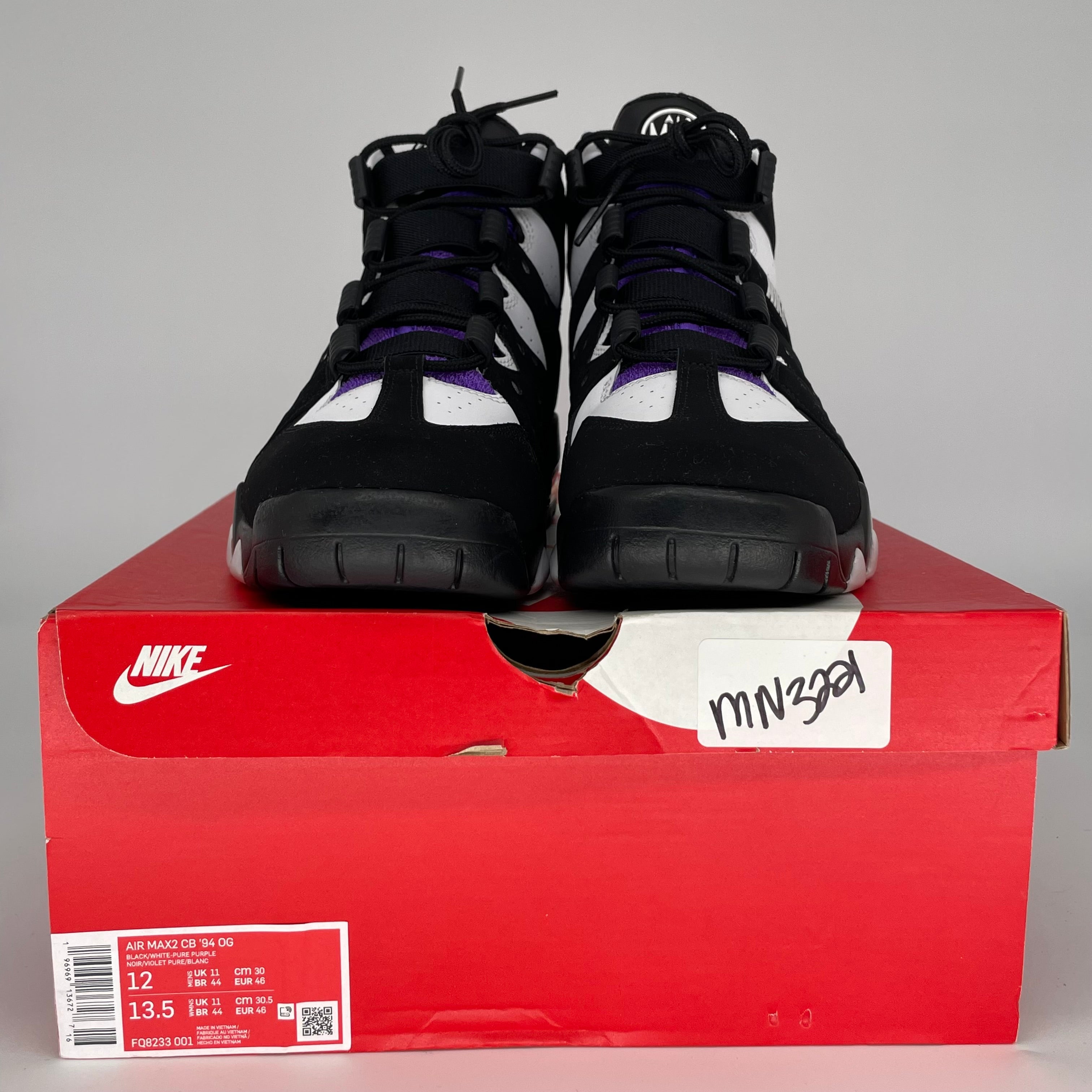 NIKE AIR MAX 2 CB 94 BLACK WHITE PURPLE SIZE 12 FQ8233-001