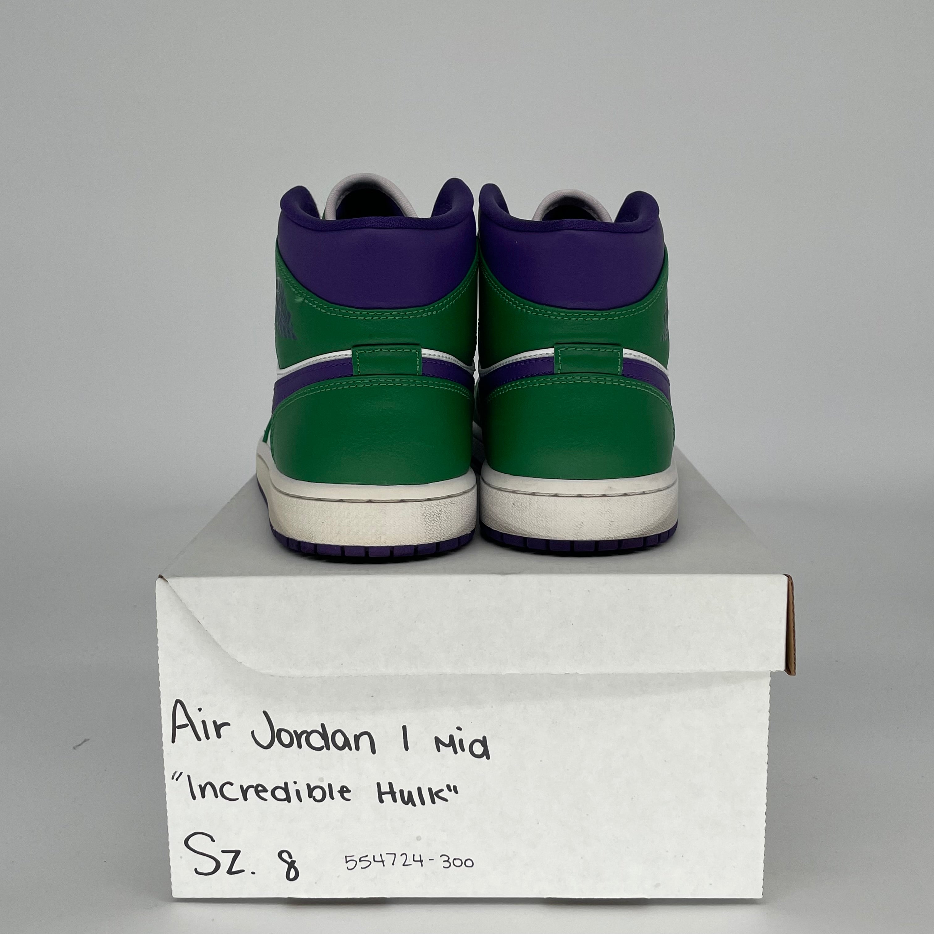 AIR JORDAN 1 MID INCREDIBLE HULK SIZE 8 554724-300