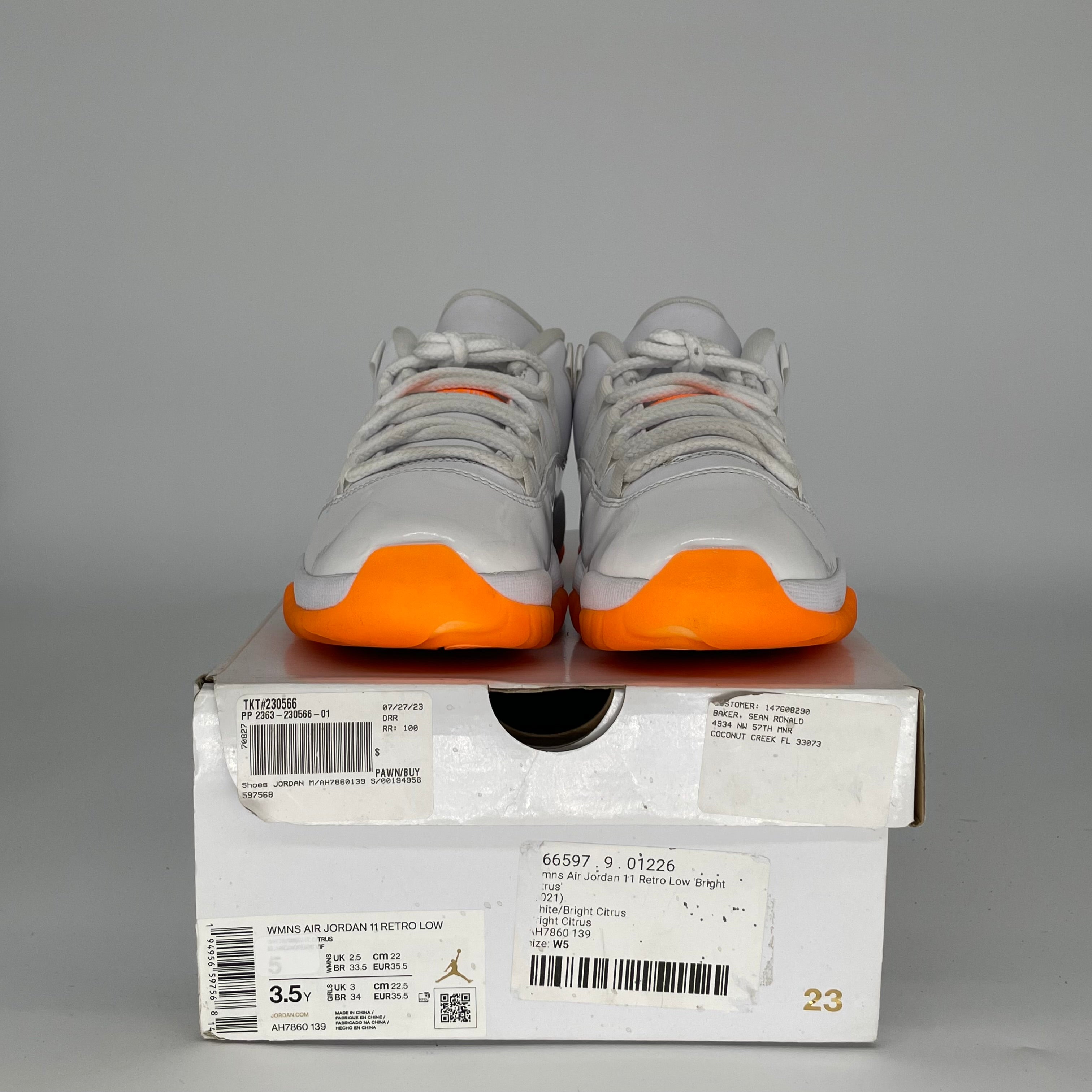 AIR JORDAN 11 LOW CITRUS SIZE 3.5/5W AH7860-139