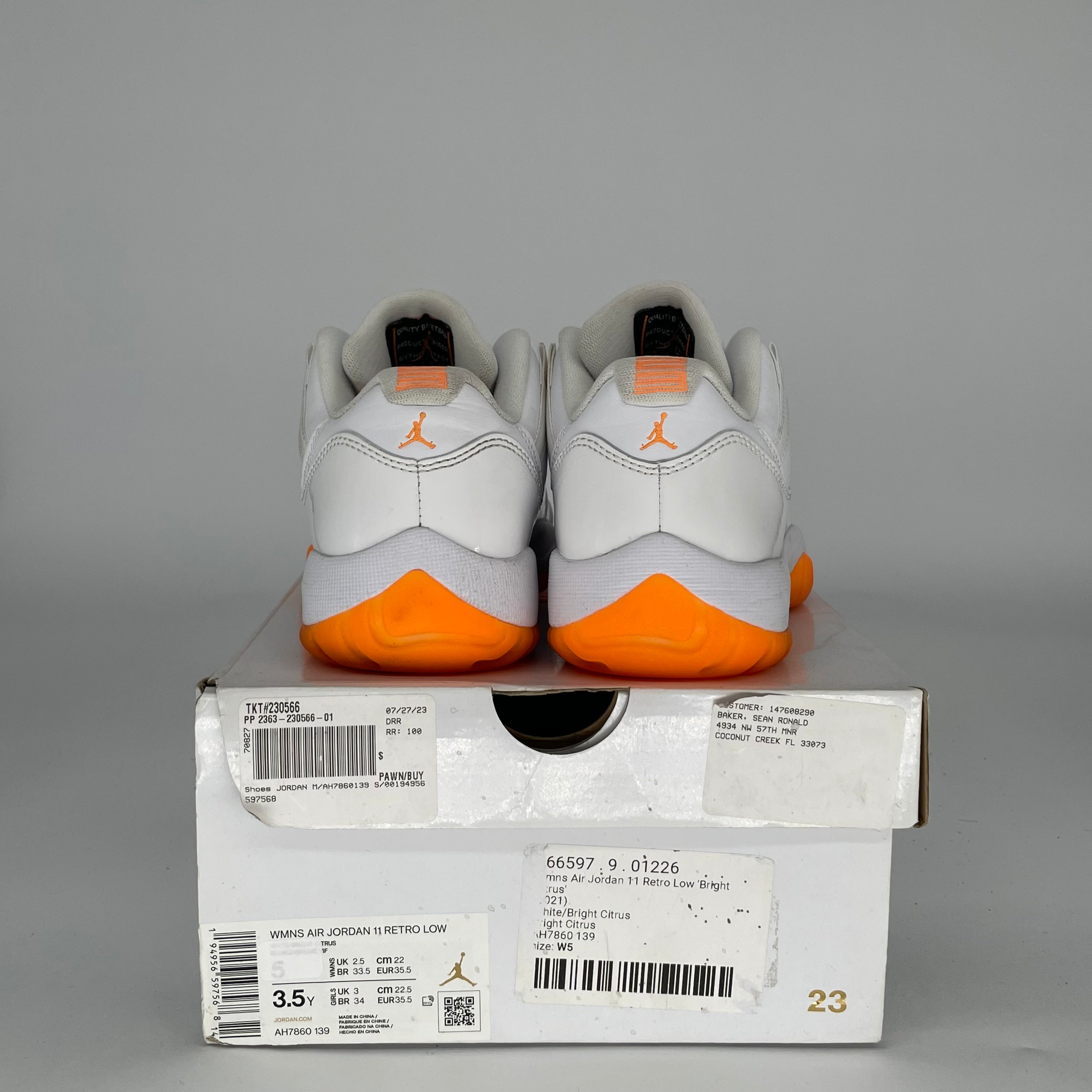 AIR JORDAN 11 LOW CITRUS SIZE 3.5/5W AH7860-139