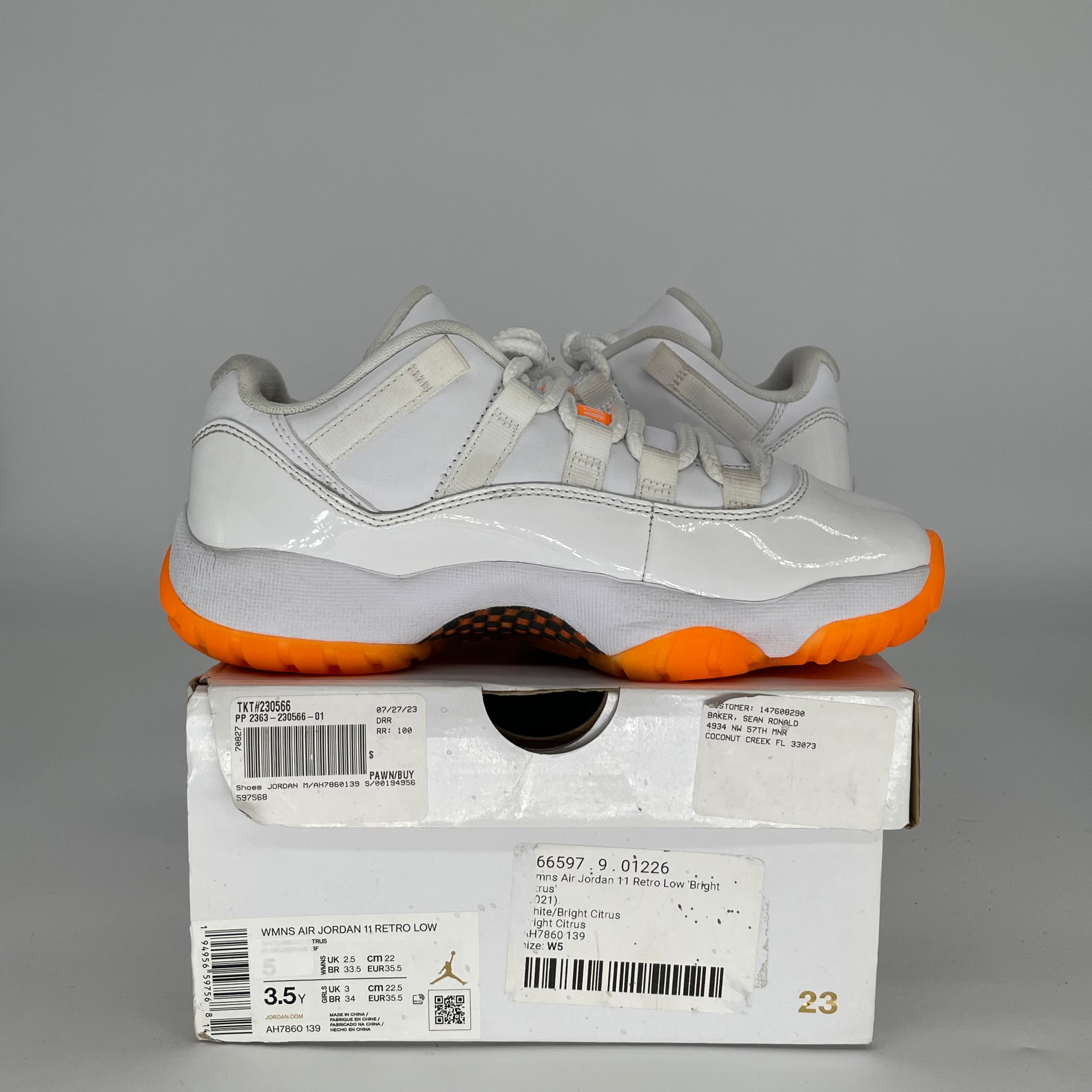 AIR JORDAN 11 LOW CITRUS SIZE 3.5/5W AH7860-139